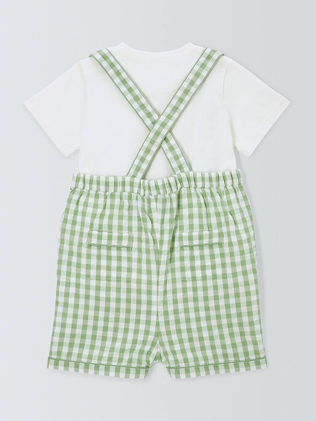 John Lewis Heirloom Collection Baby T-Shirt and Gingham Short Dungarees Set