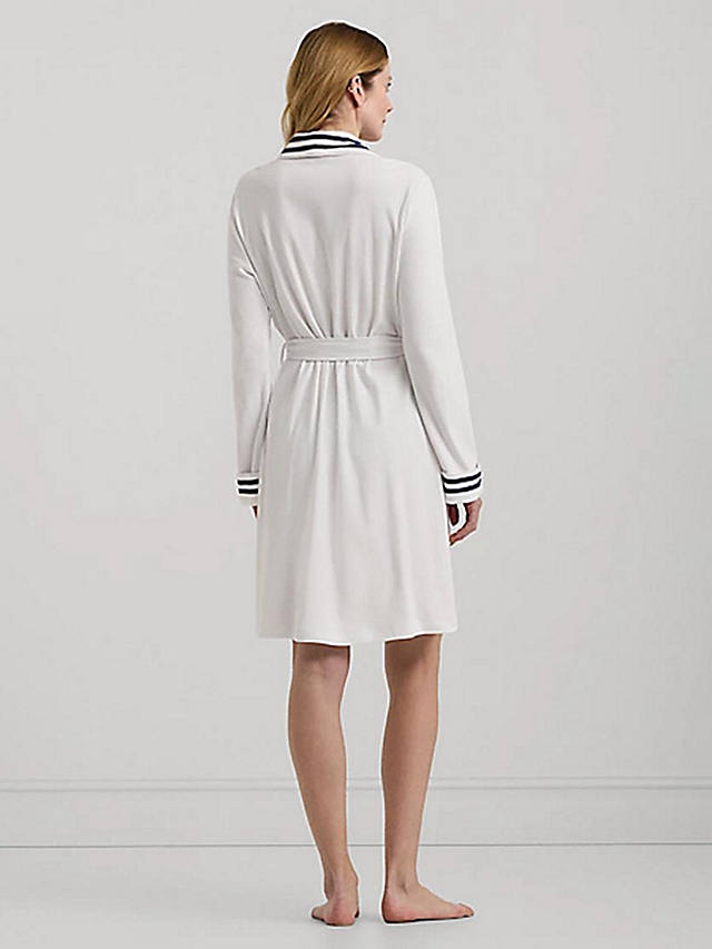 Lauren Ralph Lauren Contrast Trim Logo Robe, White/Navy