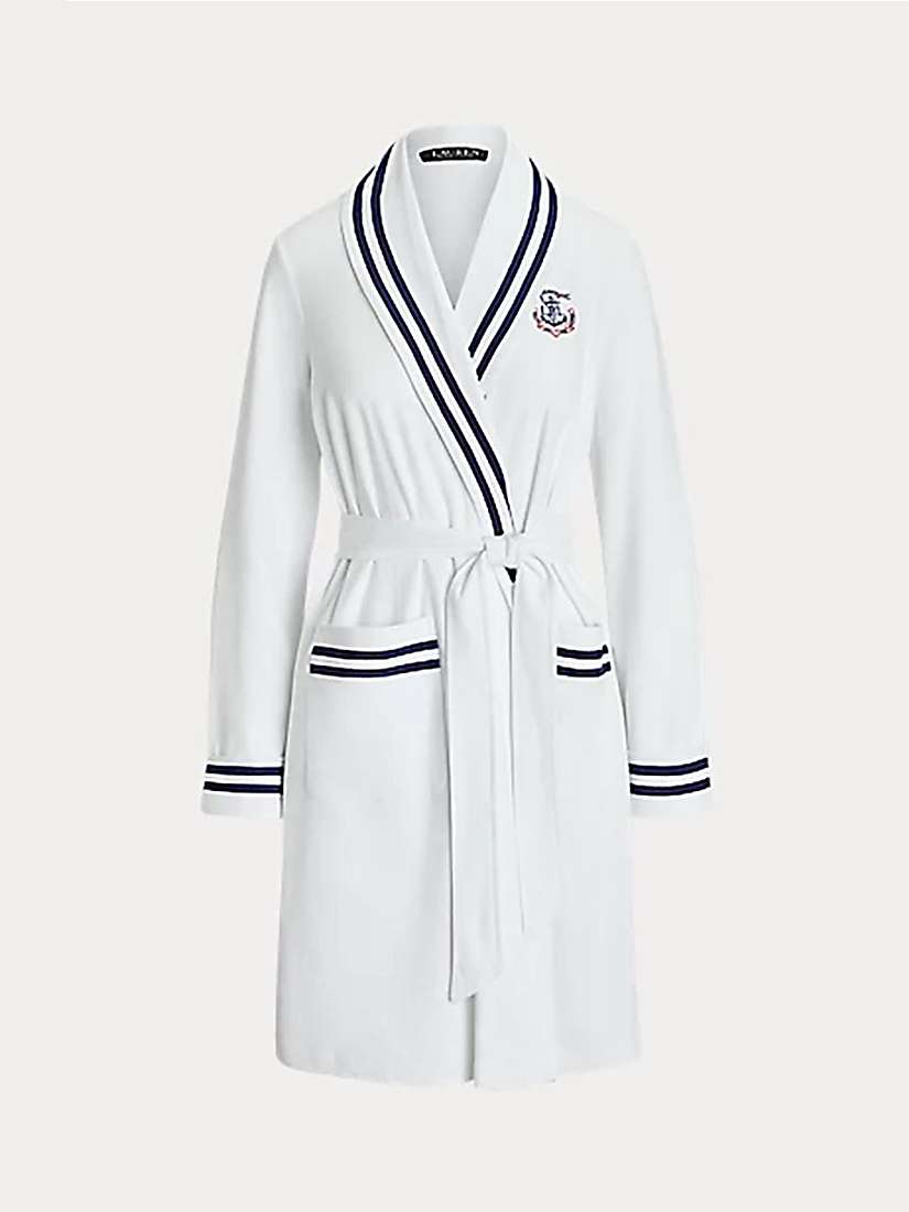 Buy Lauren Ralph Lauren Contrast Trim Logo Robe, White/Navy Online at johnlewis.com
