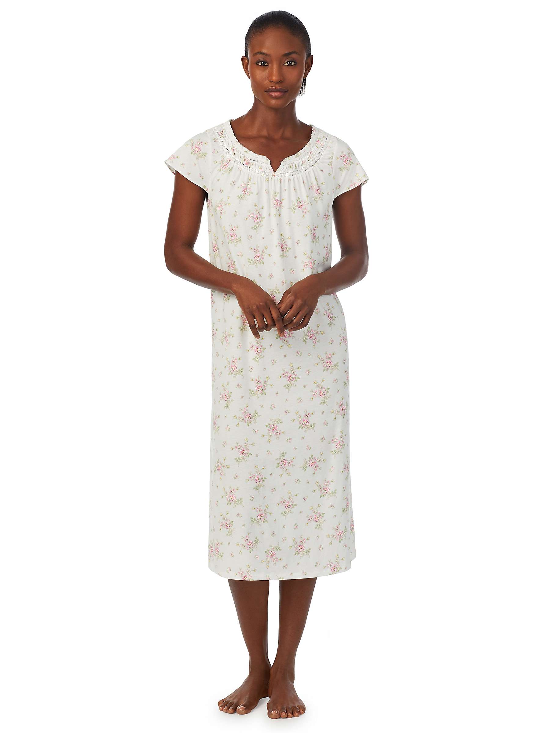 Buy Lauren Ralph Lauren Floral Midi Cotton Blend Nightdress, Multi Online at johnlewis.com