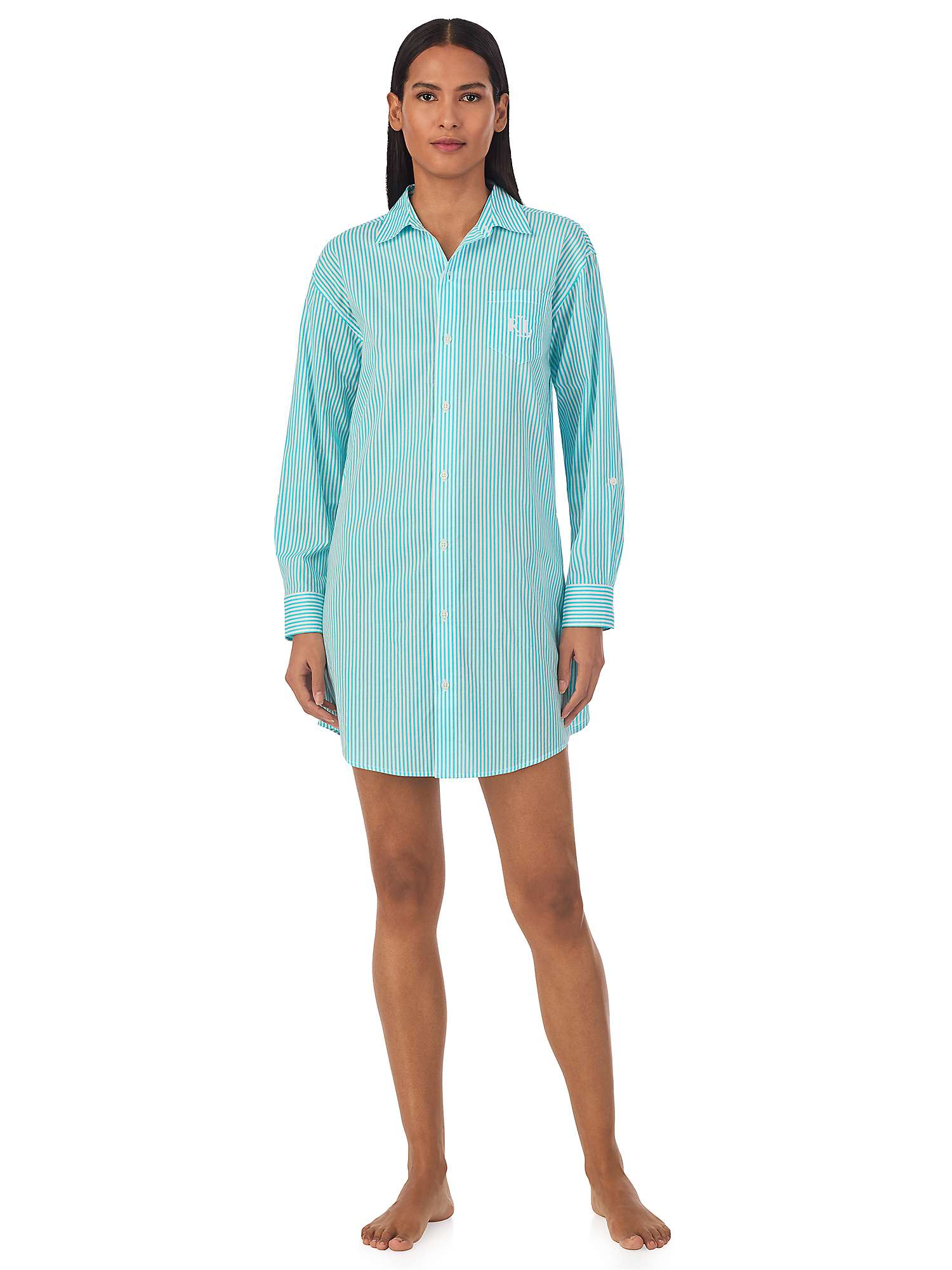 Buy Lauren Ralph Lauren Striped Nightshirt, Turquoise/White Online at johnlewis.com