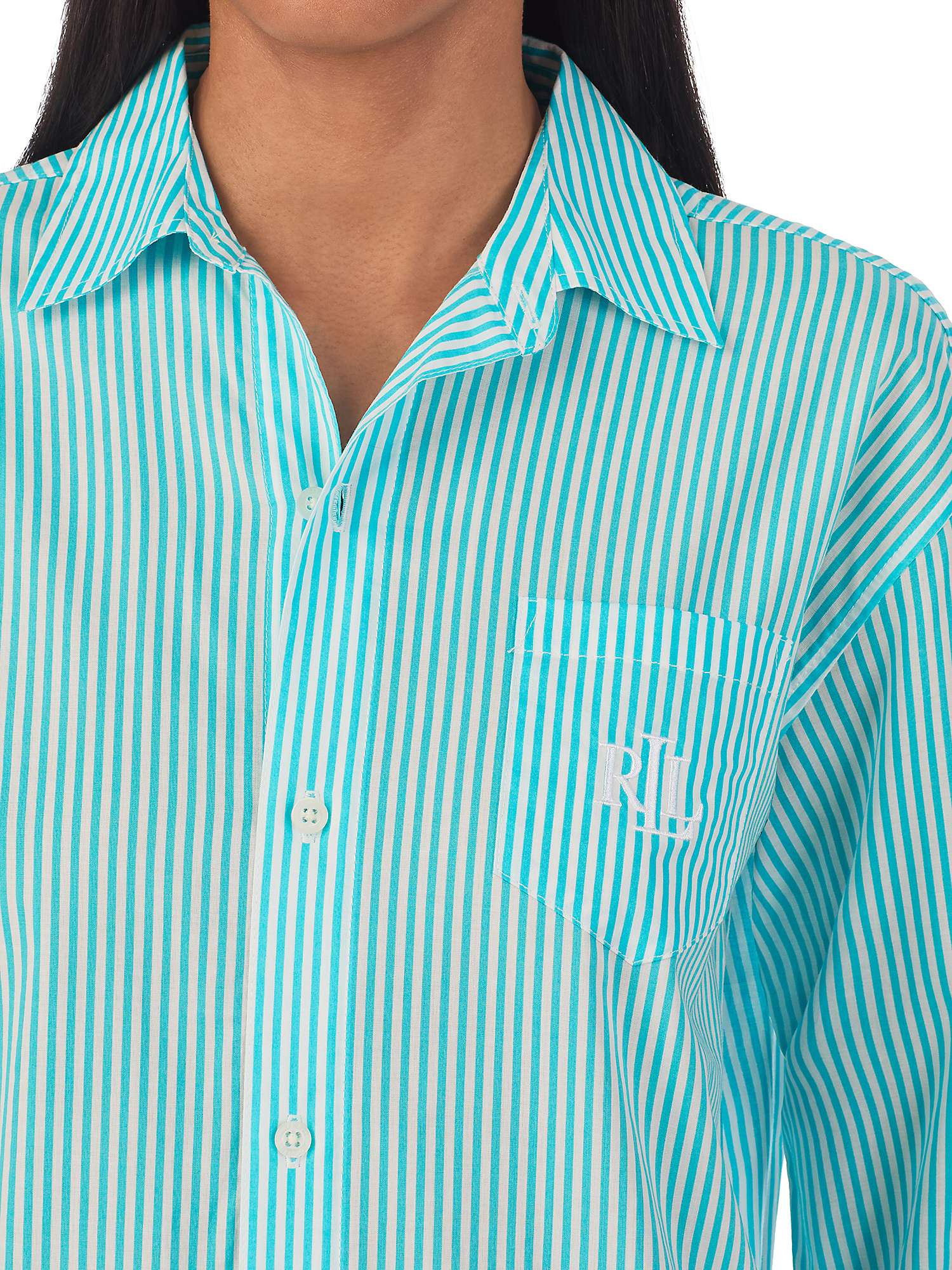 Buy Lauren Ralph Lauren Striped Nightshirt, Turquoise/White Online at johnlewis.com