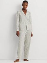 Lauren Ralph Lauren Solid Satin Long Sleeve Pyjama Set, Green at