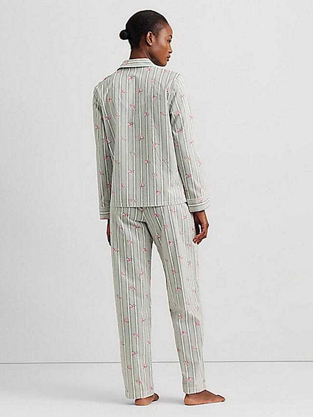 Lauren Ralph Lauren Floral and Stripe Notch Neck Pyjamas, White/Multi