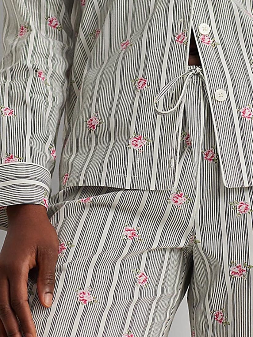 Buy Lauren Ralph Lauren Floral and Stripe Notch Neck Pyjamas, White/Multi Online at johnlewis.com