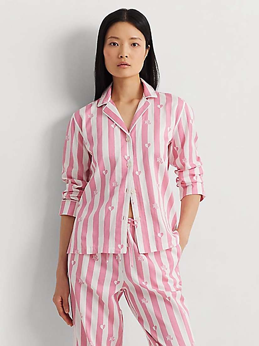 Buy Lauren Ralph Lauren Valentine's Heart and Logo Stripe Pyjamas, Pink Online at johnlewis.com