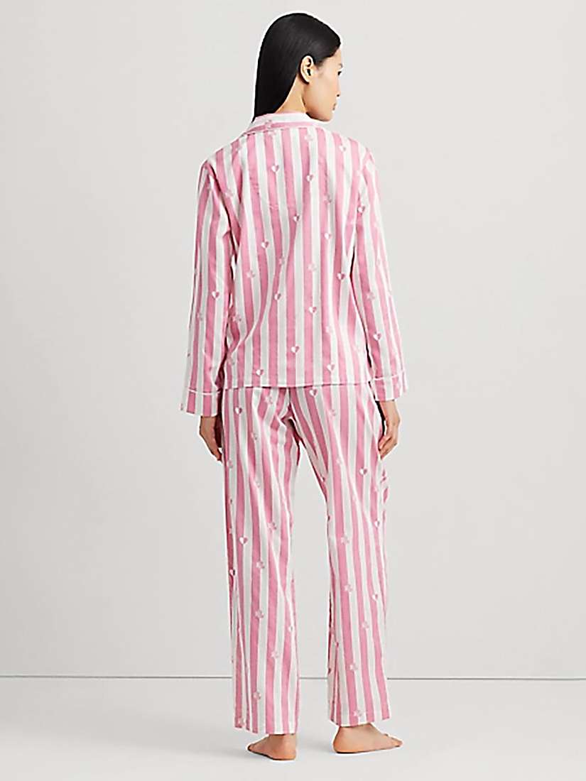 Buy Lauren Ralph Lauren Valentine's Heart and Logo Stripe Pyjamas, Pink Online at johnlewis.com