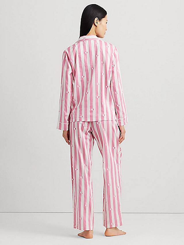 Lauren Ralph Lauren Valentine's Heart and Logo Stripe Pyjamas, Pink