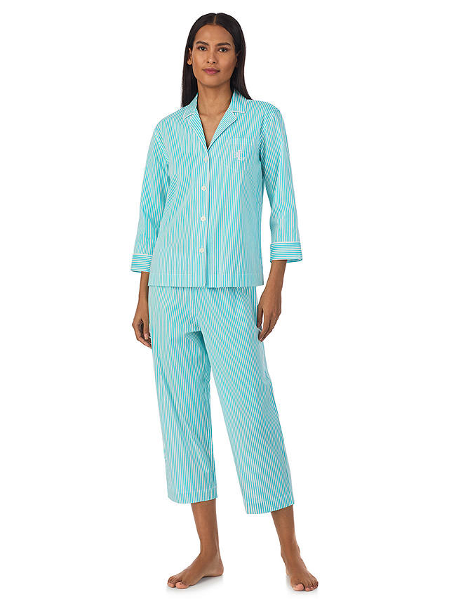 Lauren Ralph Lauren 3/4 Length Pyjamas, Turquoise Stripe