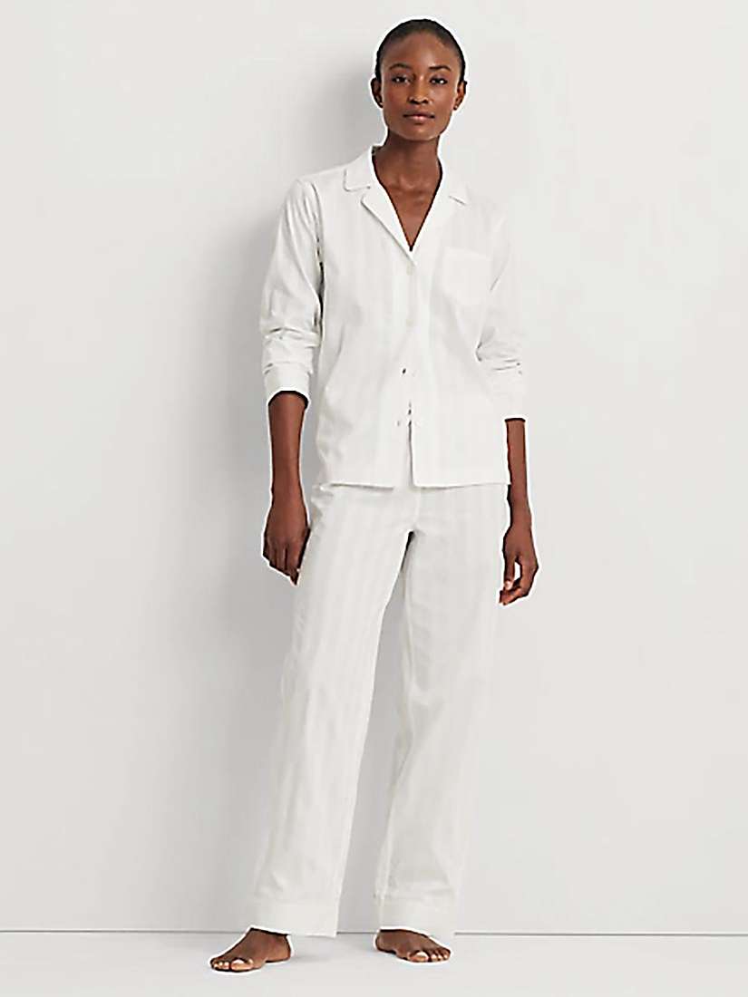 Buy Lauren Ralph Lauren Shadow Stripe Pyjamas, White Online at johnlewis.com