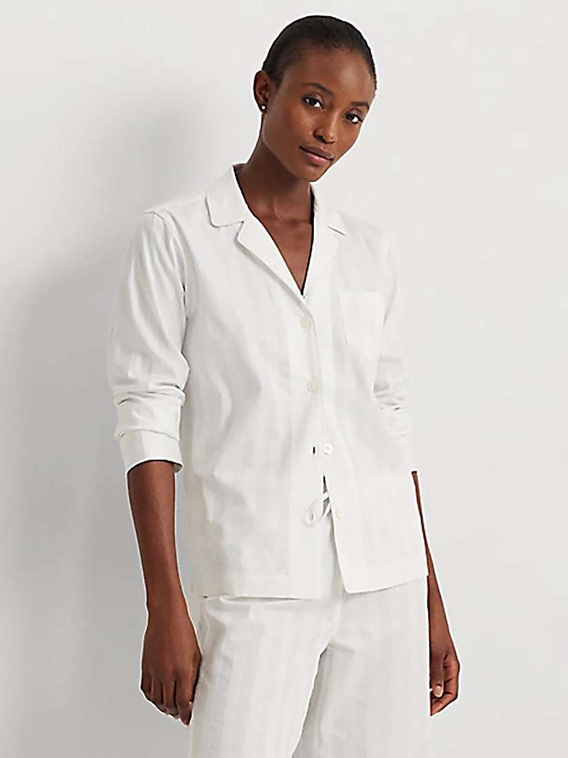 Buy Lauren Ralph Lauren Shadow Stripe Pyjamas, White Online at johnlewis.com