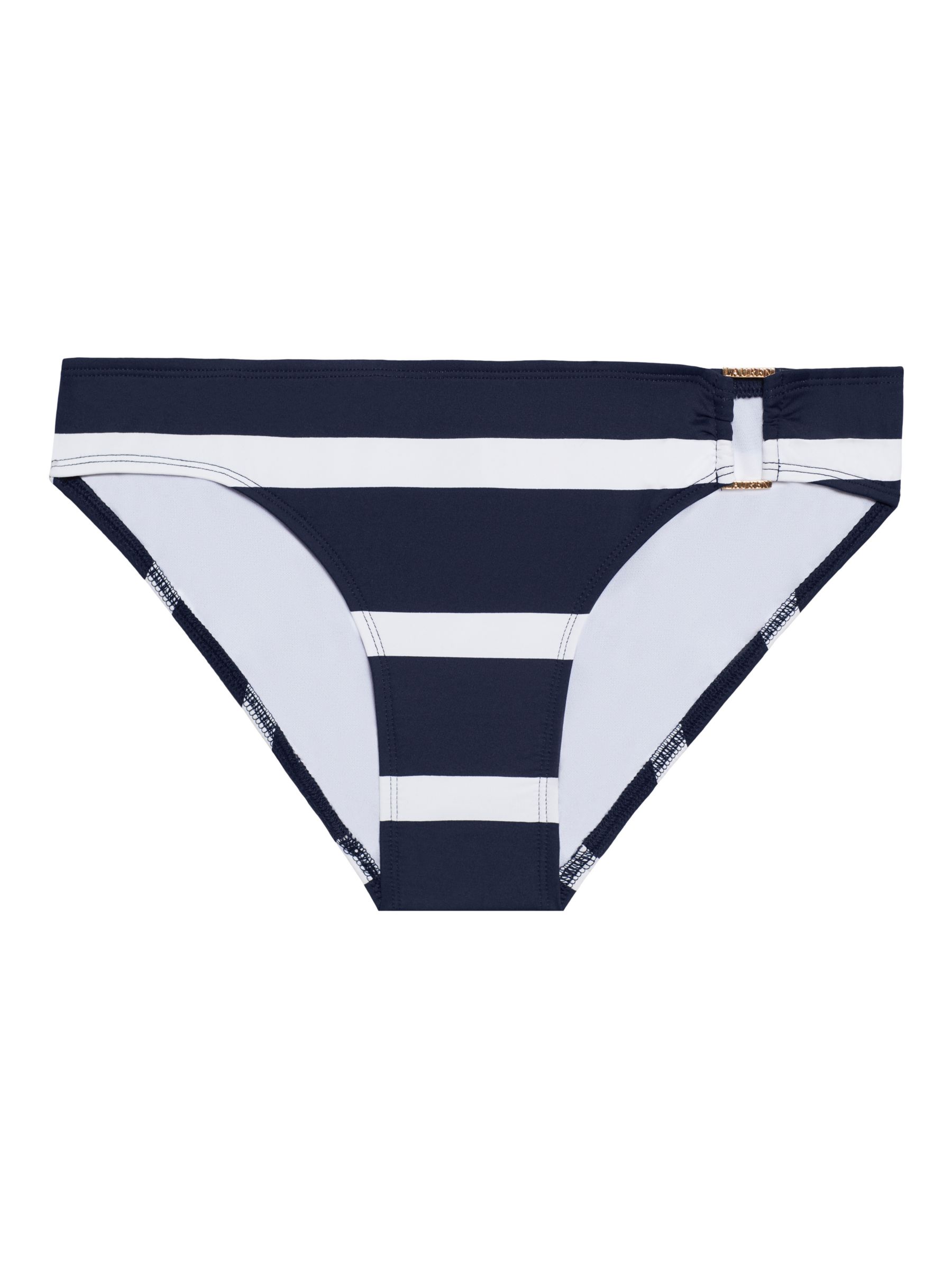 Lauren Ralph Lauren Stripe Ring Detail Hipster Bikini Bottoms, Blue/Multi, 8