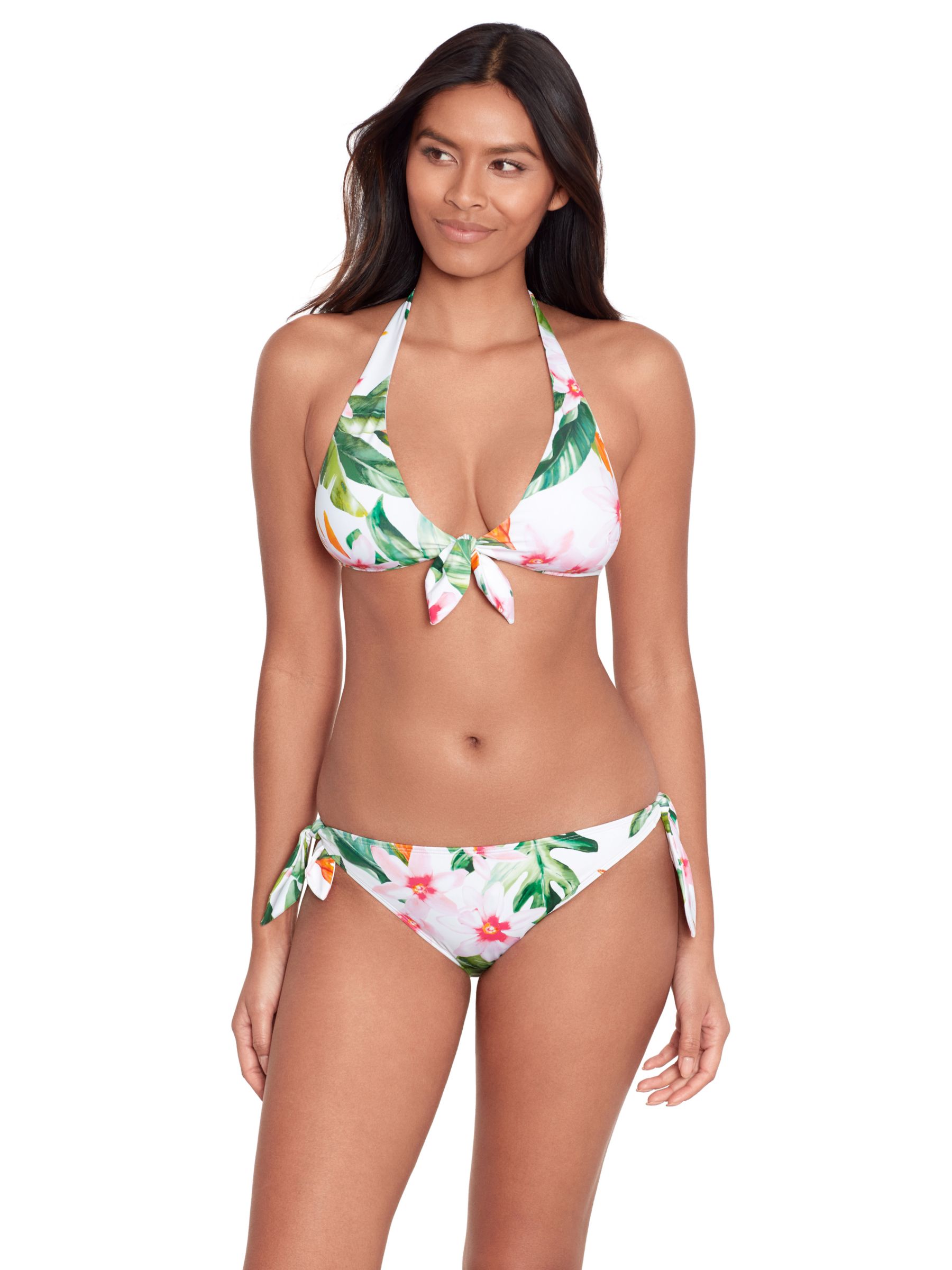 Buy Lauren Ralph Lauren Watercolour Floral Tie Front Halterneck Bikini Top, Multi Online at johnlewis.com