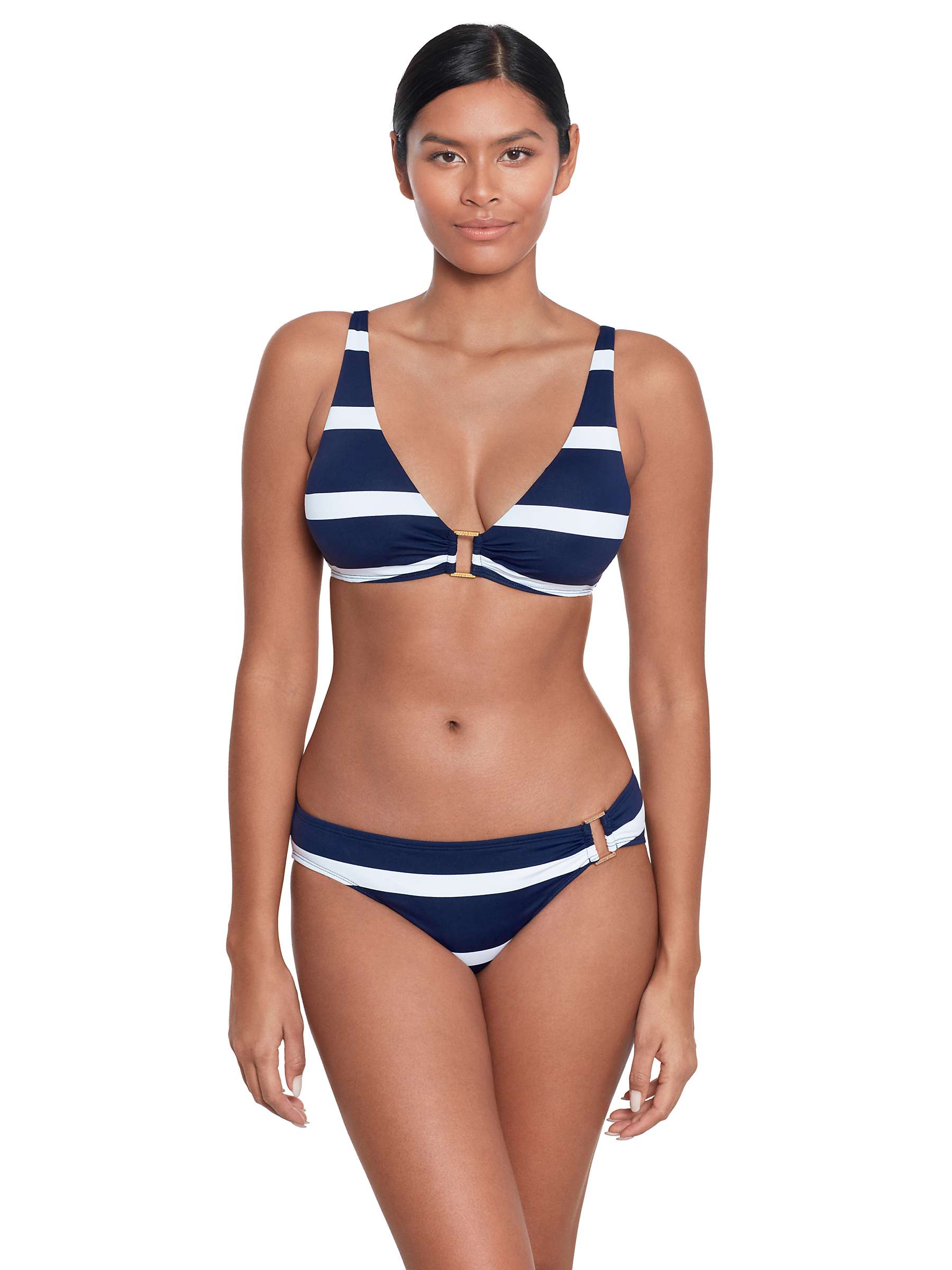 Buy Lauren Ralph Lauren Ring Front Halter Neck Stripe Bikini Top, Dark Navy Online at johnlewis.com