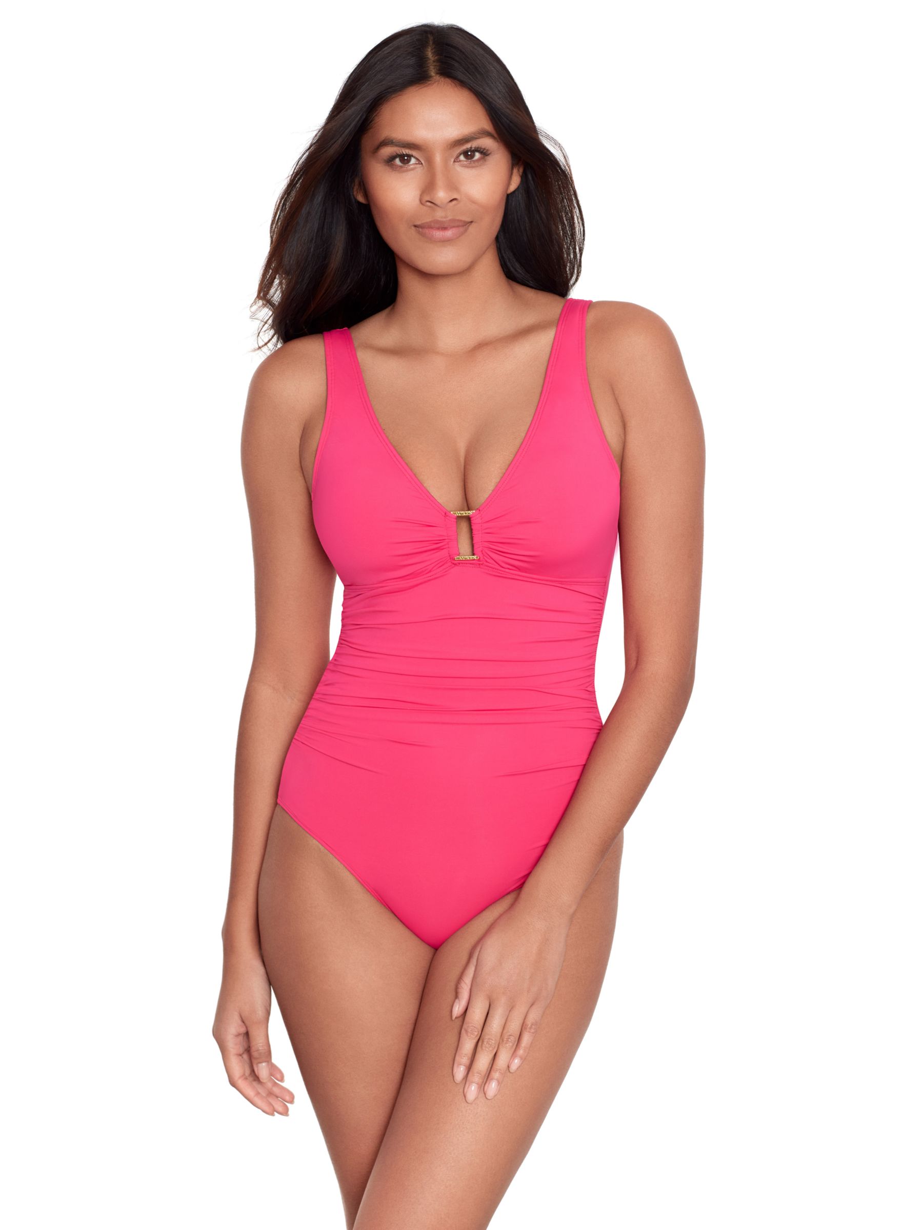 Buy Ralph Lauren Lauren Ralph Lauren Ring Front Swimsuit, Pink Online at johnlewis.com