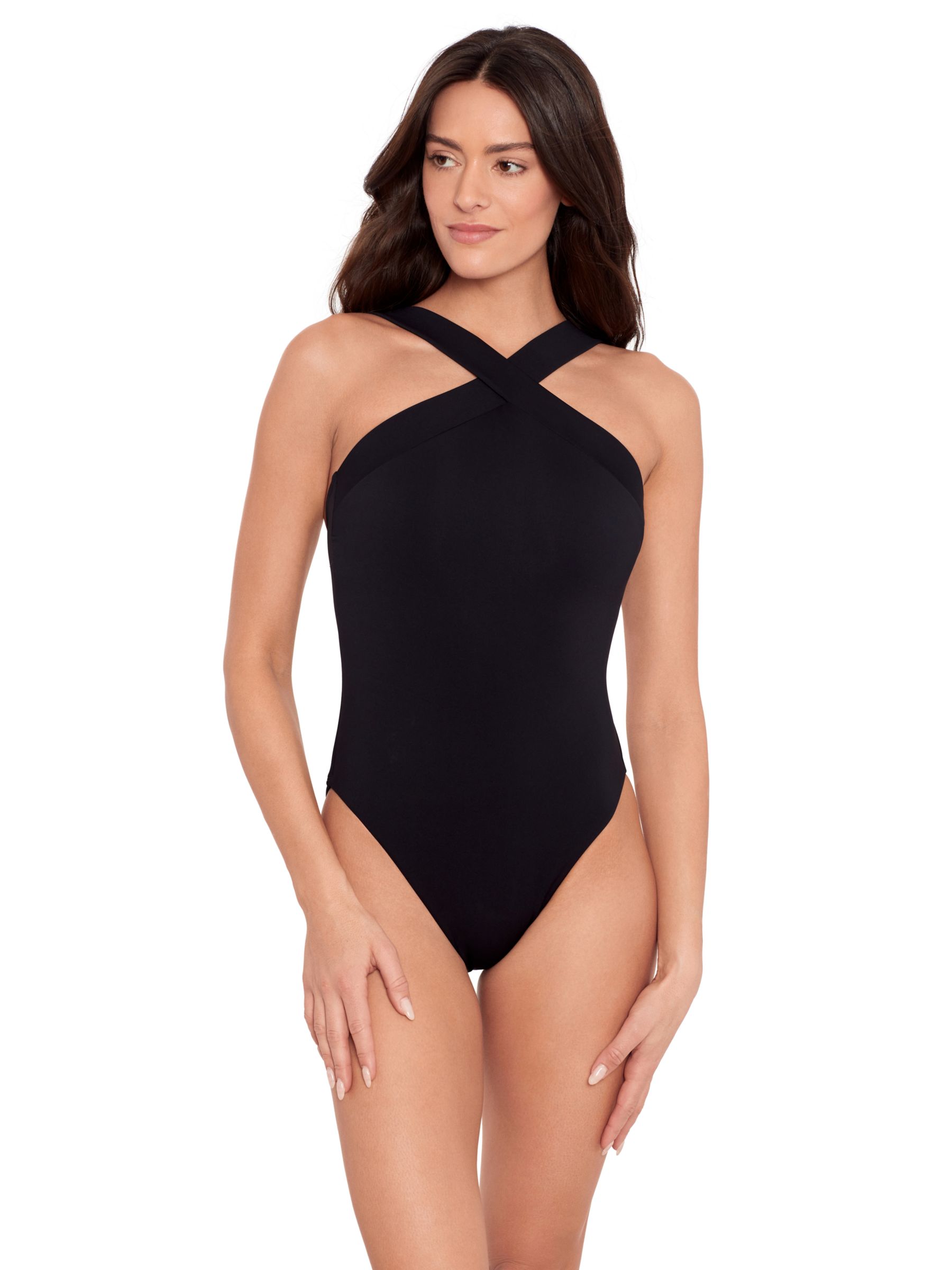 Lauren Ralph Lauren Cross Front Swimsuit, Black, 8