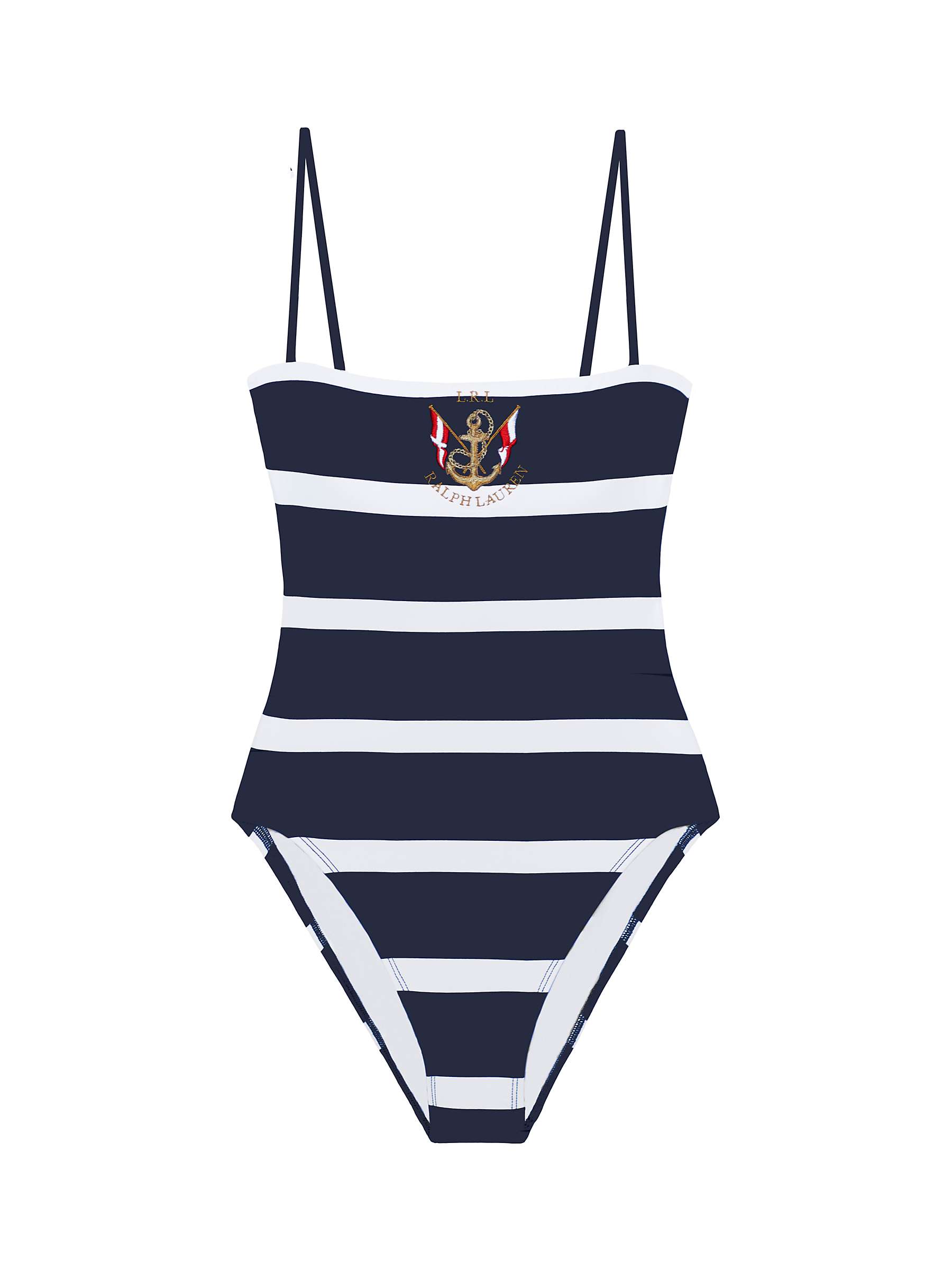 Buy Lauren Ralph Lauren Square Neck Stripe Swimsuit, Dark Navy Online at johnlewis.com