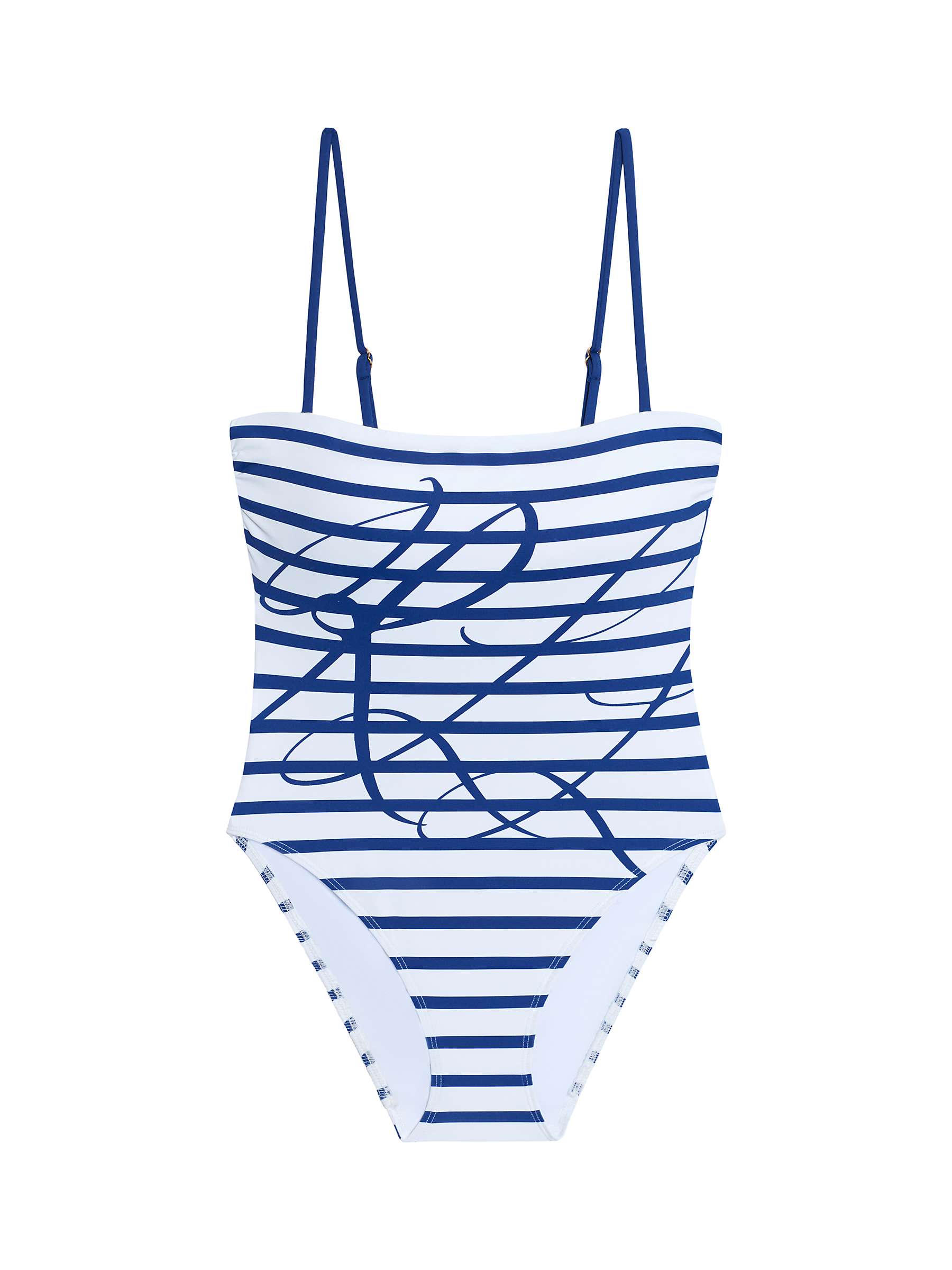 Buy Ralph Lauren Lauren Ralph Lauren Square Neck Stripe Swimsuit, Blue/White Online at johnlewis.com