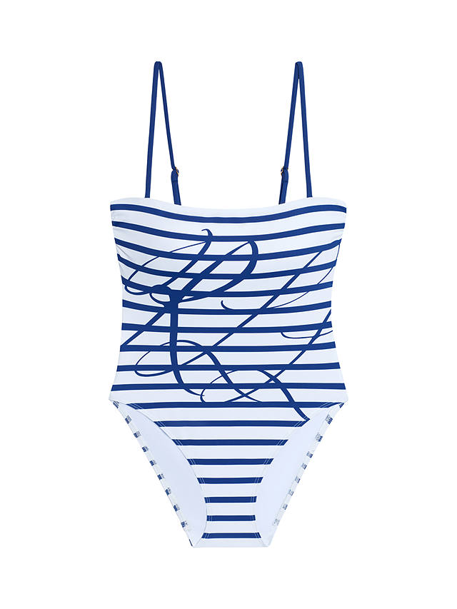 Ralph Lauren Lauren Ralph Lauren Square Neck Stripe Swimsuit, Blue/White
