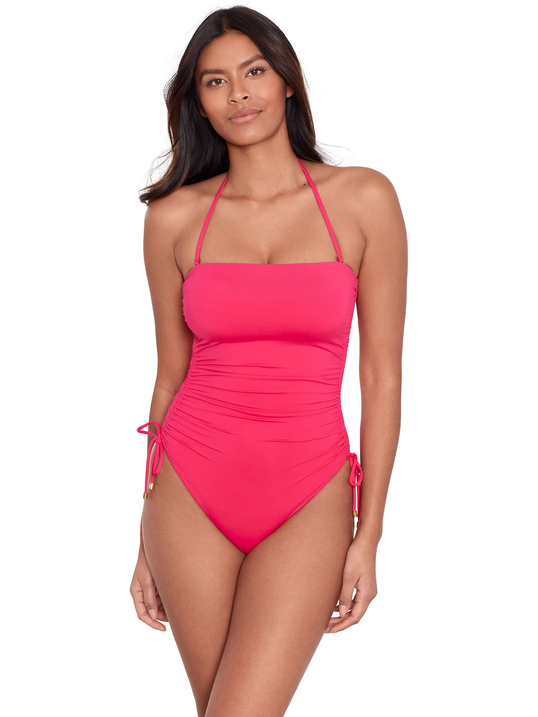 Buy Lauren Ralph Lauren Ruched Strapless Swimsuit, Bright Pink Online at johnlewis.com