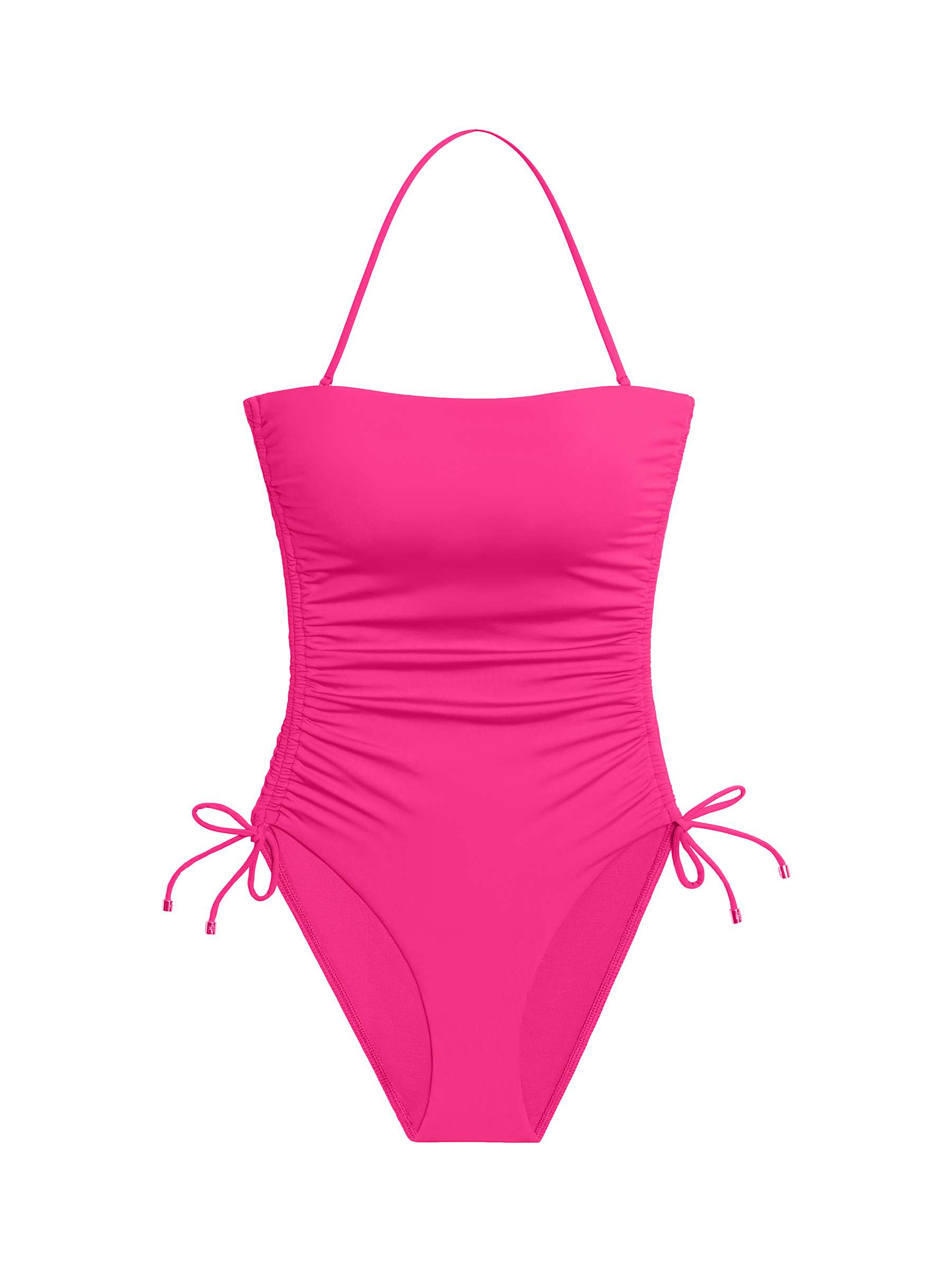 Buy Lauren Ralph Lauren Ruched Strapless Swimsuit, Bright Pink Online at johnlewis.com