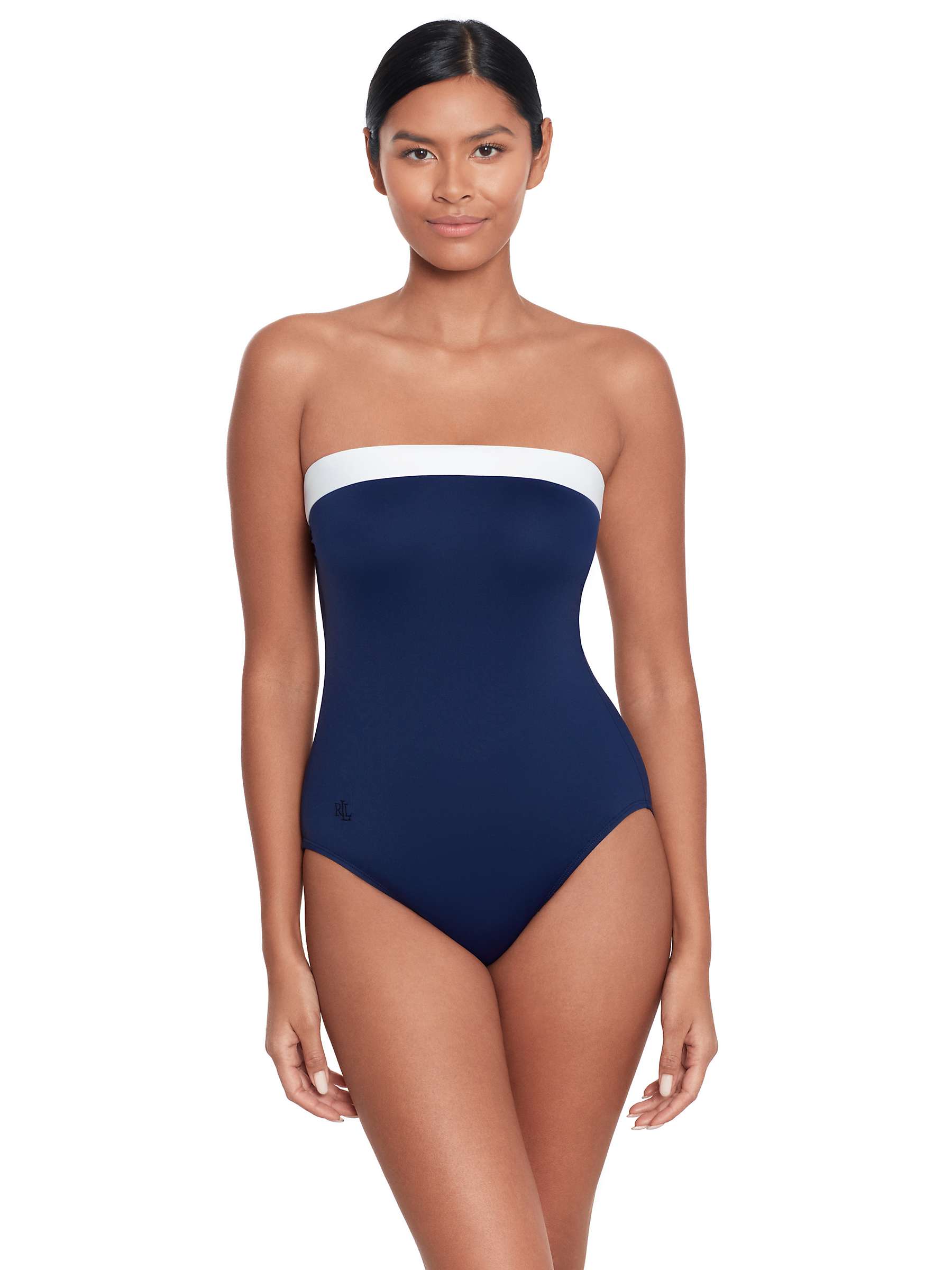 Buy Lauren Ralph Lauren Bandeau Swimsuit, Blue/Multi Online at johnlewis.com