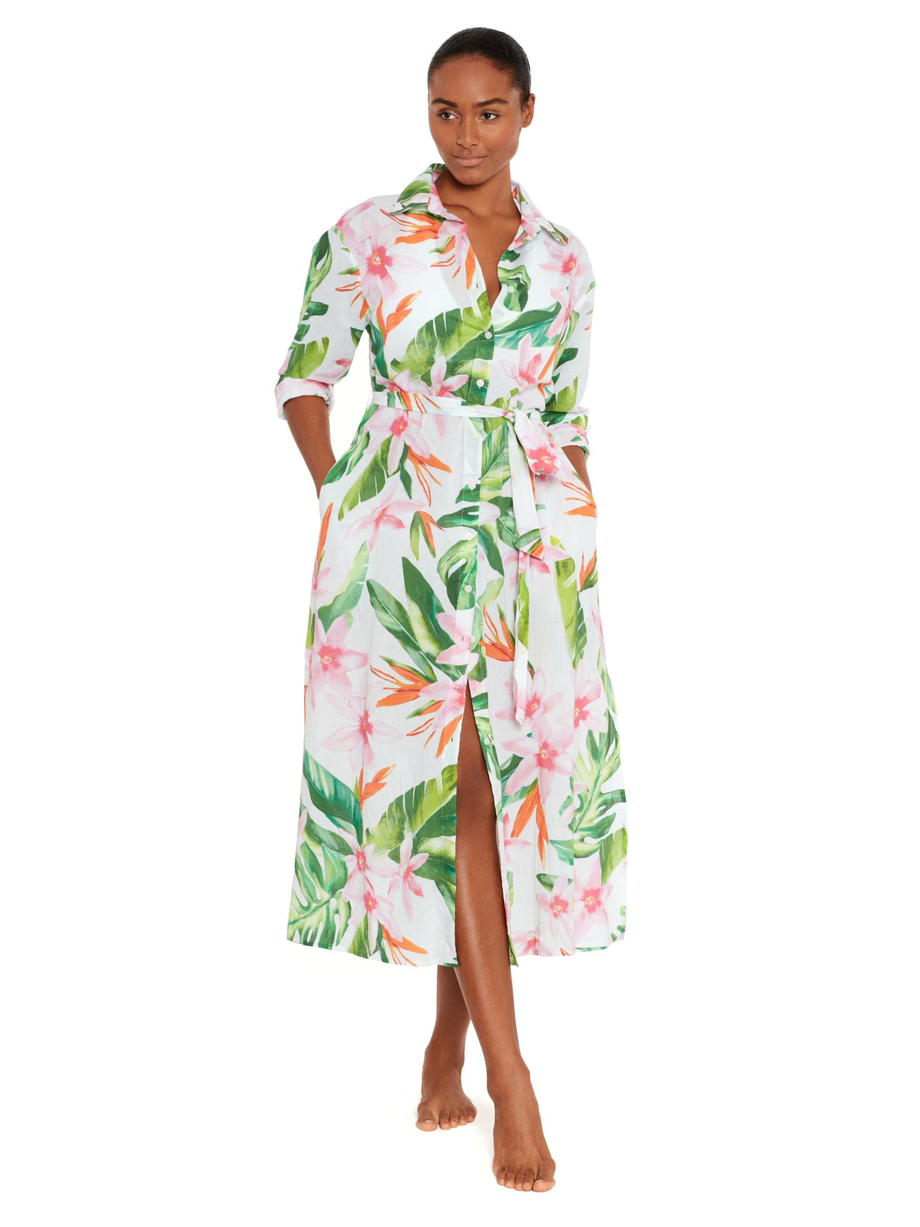 Buy Lauren Ralph Lauren Watercolour Floral Midi Cotton Shirt Dress, Multi Online at johnlewis.com