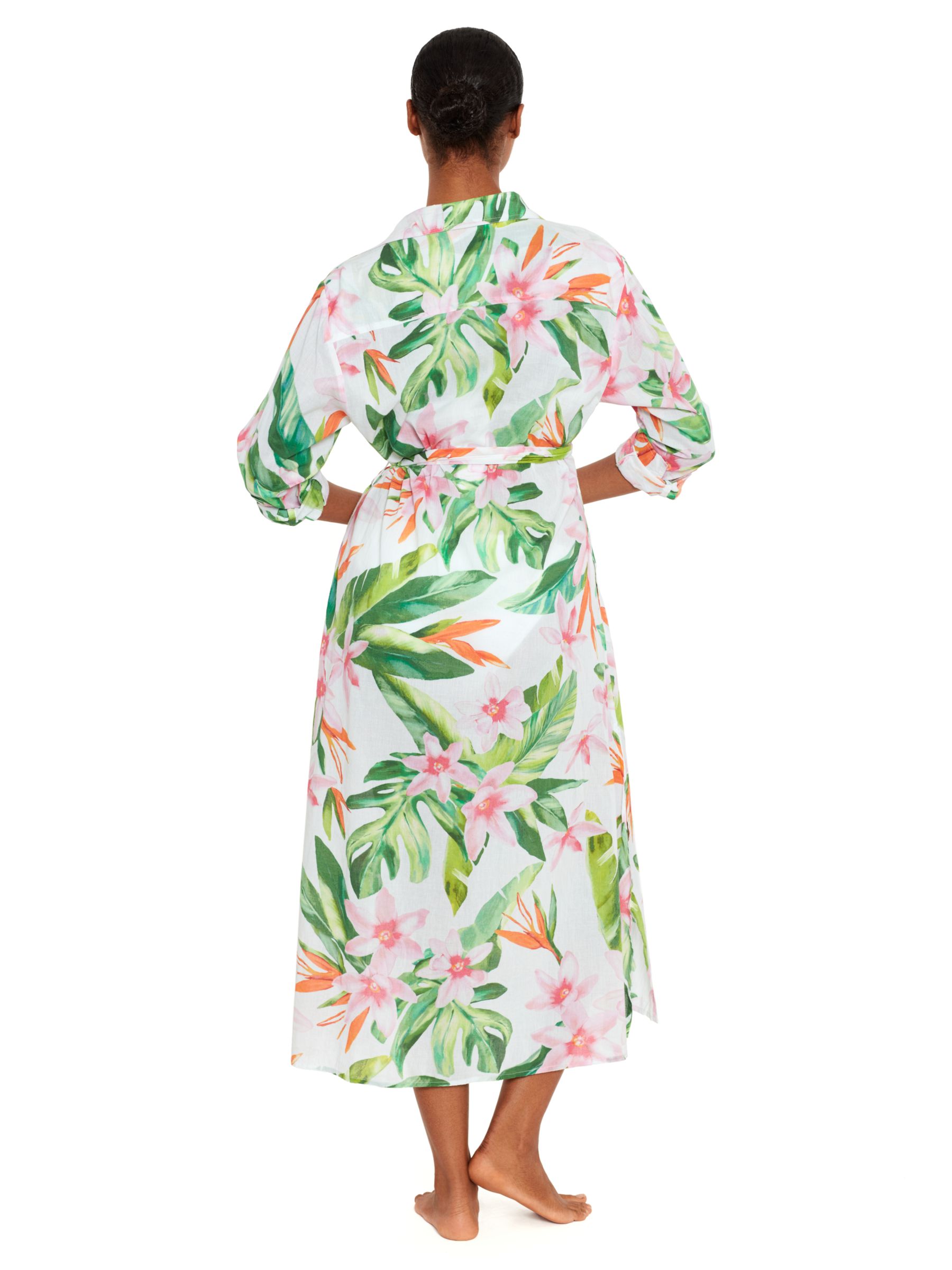 Lauren Ralph Lauren Watercolour Floral Midi Cotton Shirt Dress, Multi, S