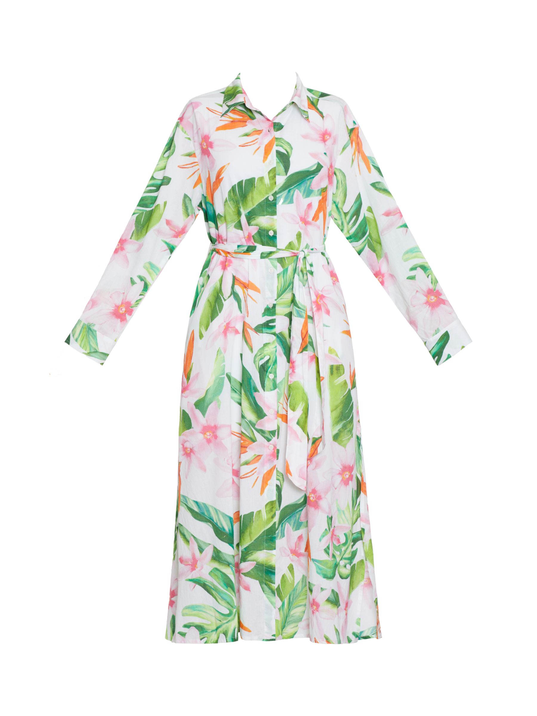 Buy Lauren Ralph Lauren Watercolour Floral Midi Cotton Shirt Dress, Multi Online at johnlewis.com