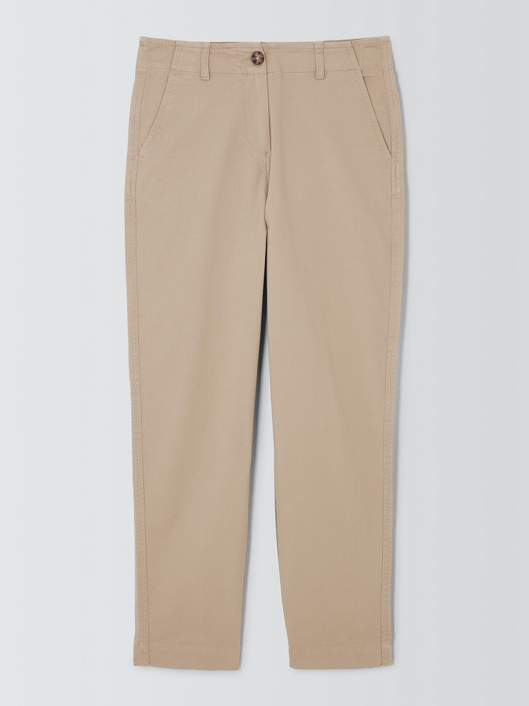 John Lewis Tapered Cotton Blend Chino Trousers, Natural
