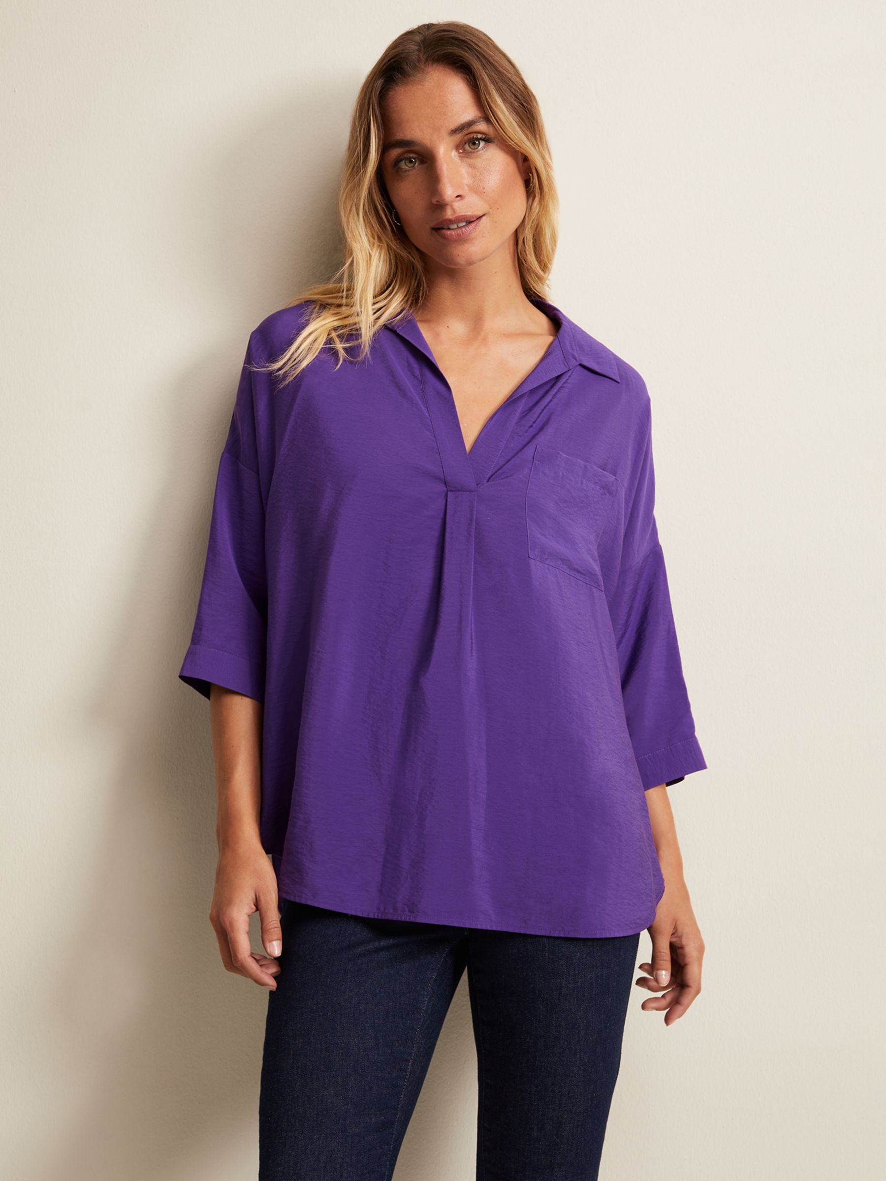 Buy Phase Eight Cynthia Longline Top, Purple Online at johnlewis.com