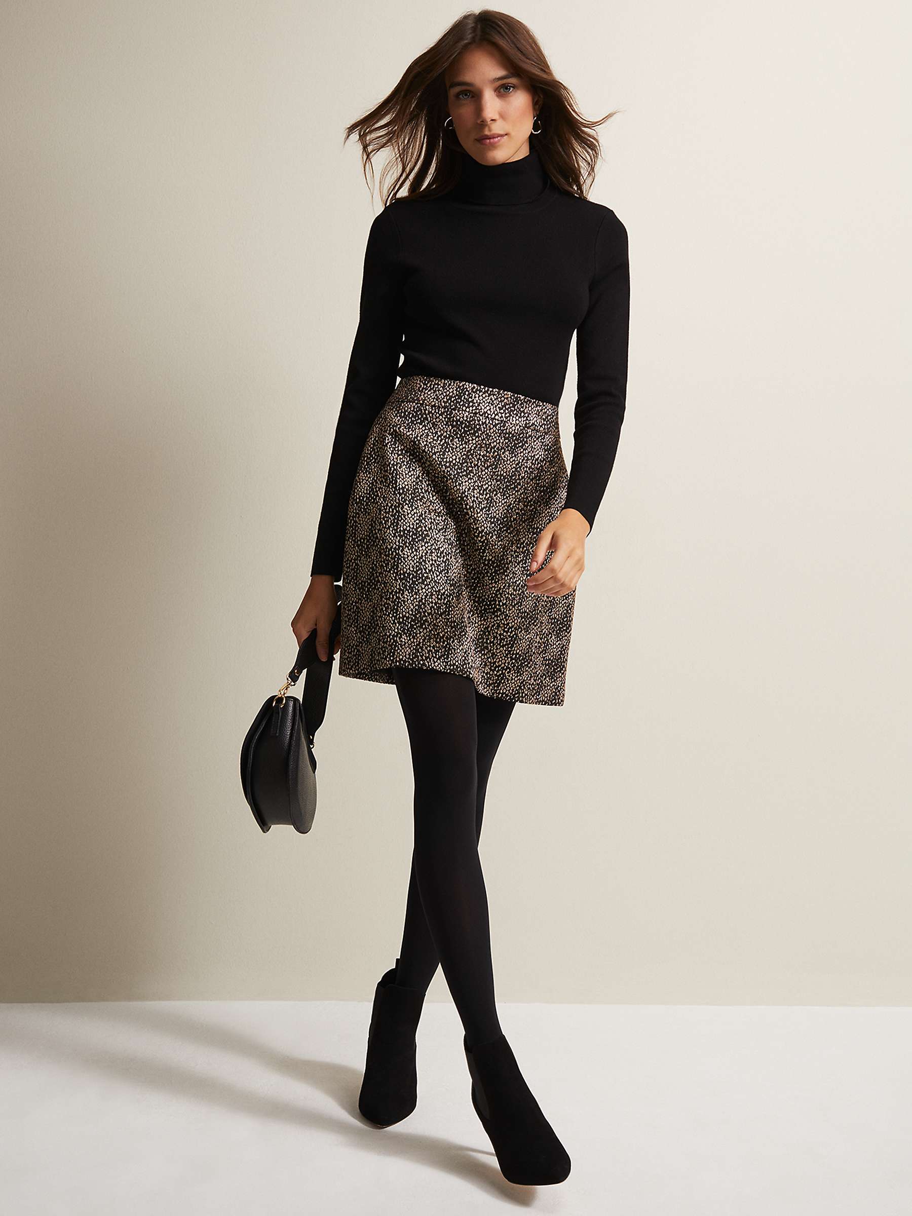 Buy Phase Eight Kilah Jacquard Mini Skirt, Gold Online at johnlewis.com