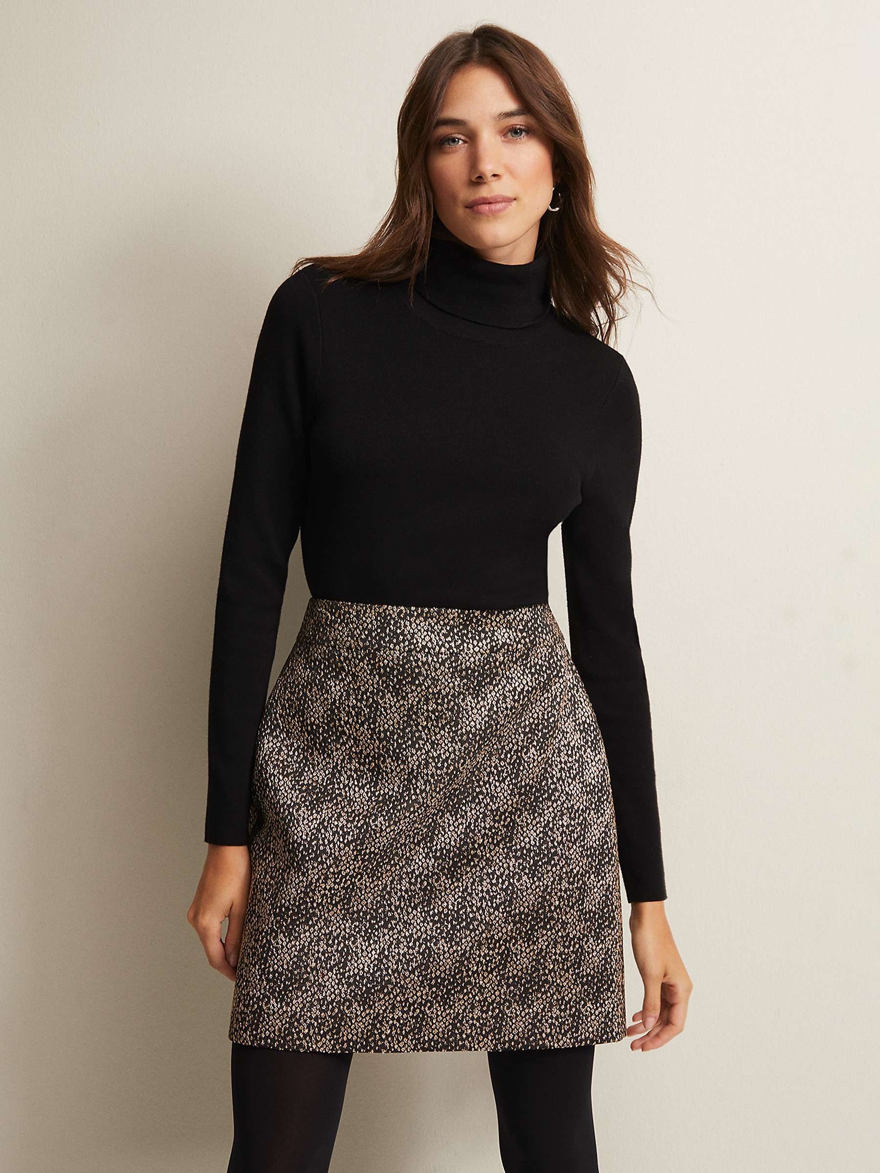 Buy Phase Eight Kilah Jacquard Mini Skirt, Gold Online at johnlewis.com