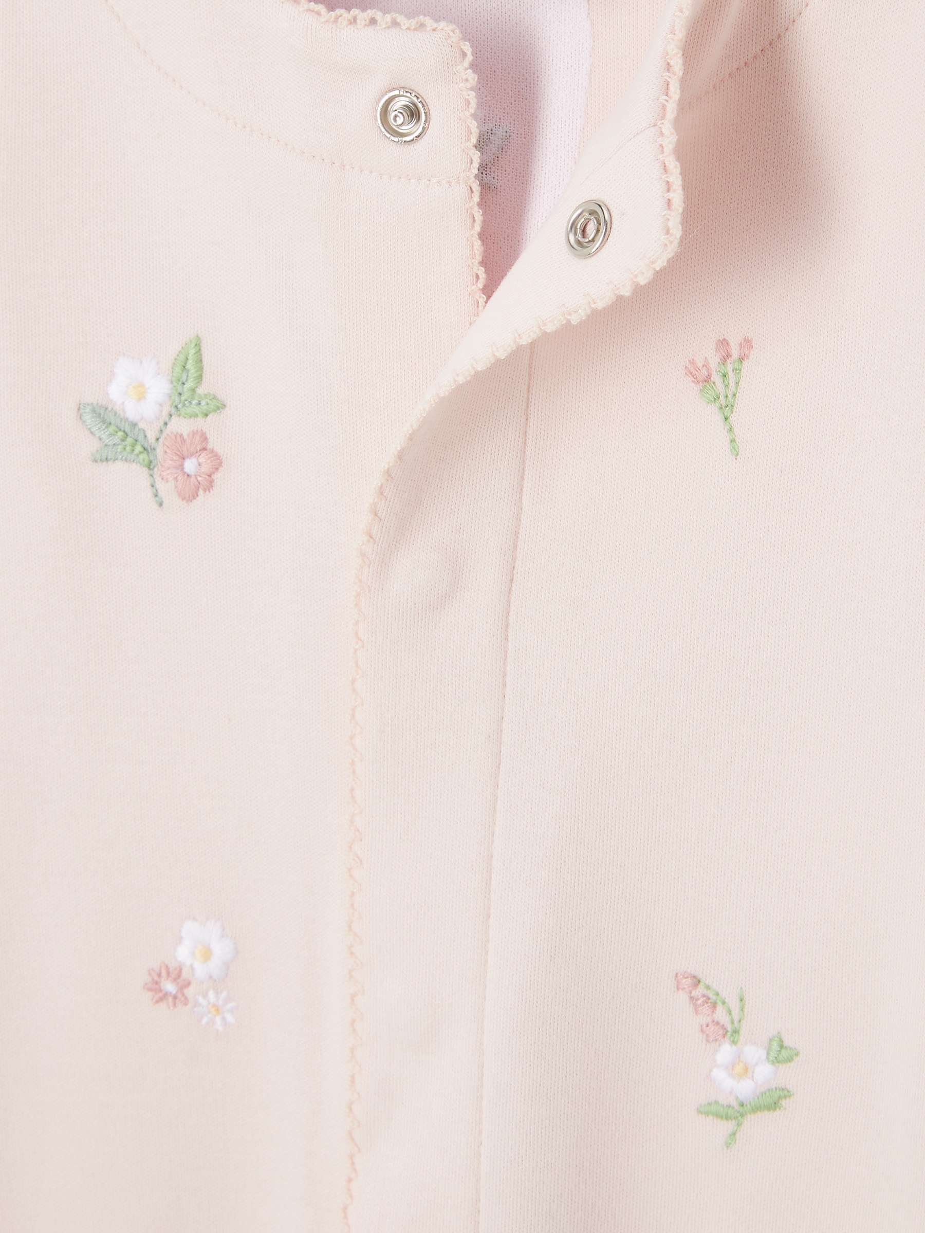Buy John Lewis Heirloom Collection Baby Floral Embroidered Pima Cotton Sleepsuit, Pink Online at johnlewis.com