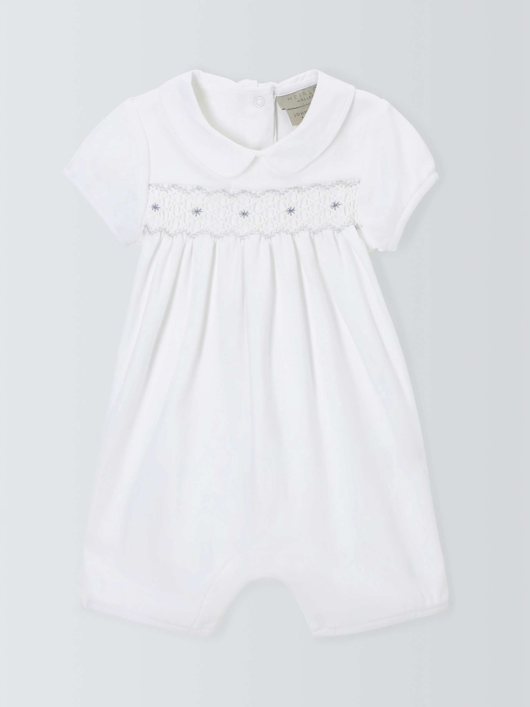 Buy John Lewis Heirloom Collection Baby Pima Cotton Smocked Romper, White Online at johnlewis.com