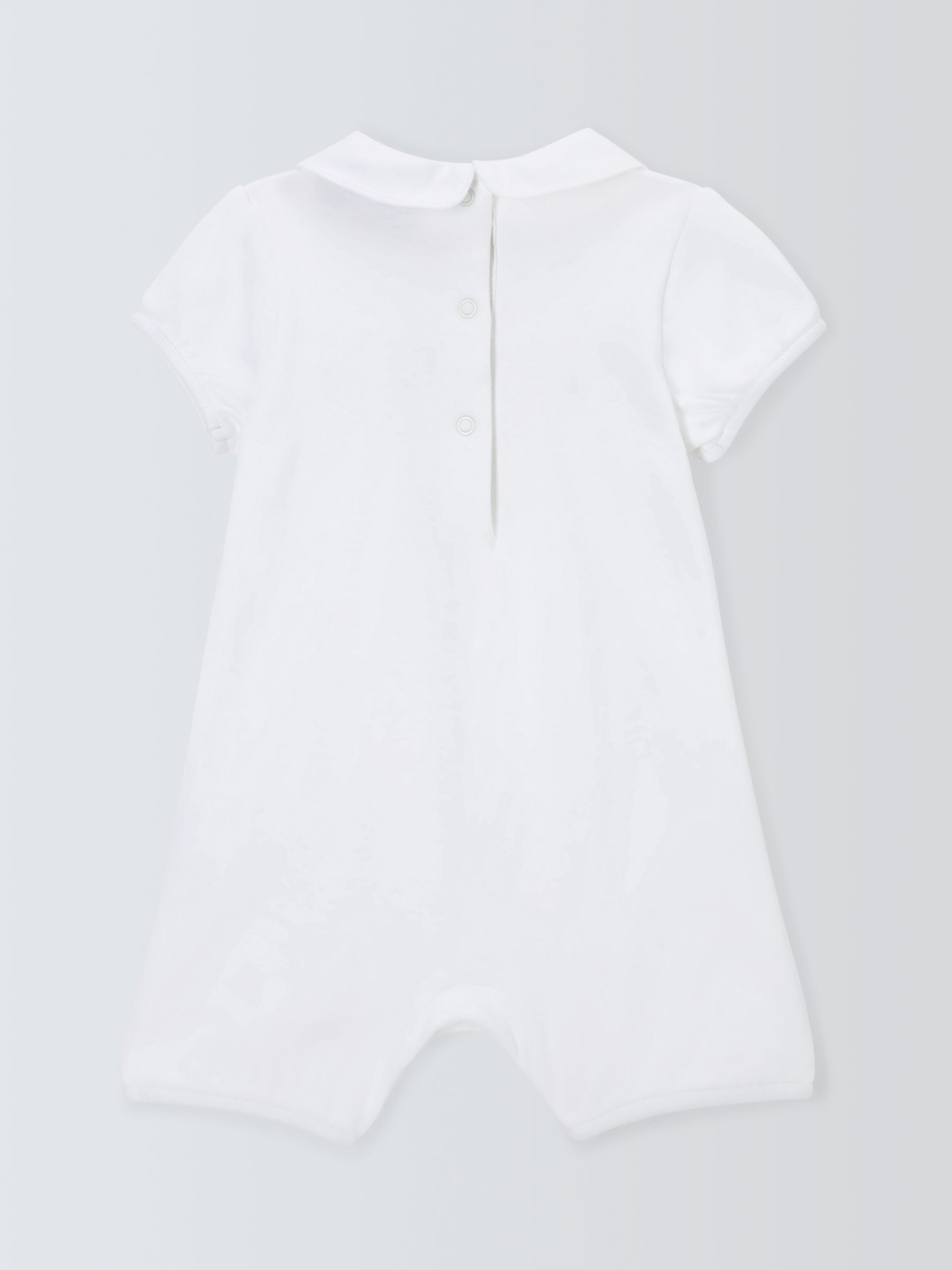 John Lewis Heirloom Collection Baby Pima Cotton Smocked Romper, White ...