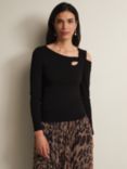 Phase Eight Wren Black Cut Out Knitted Top, Black