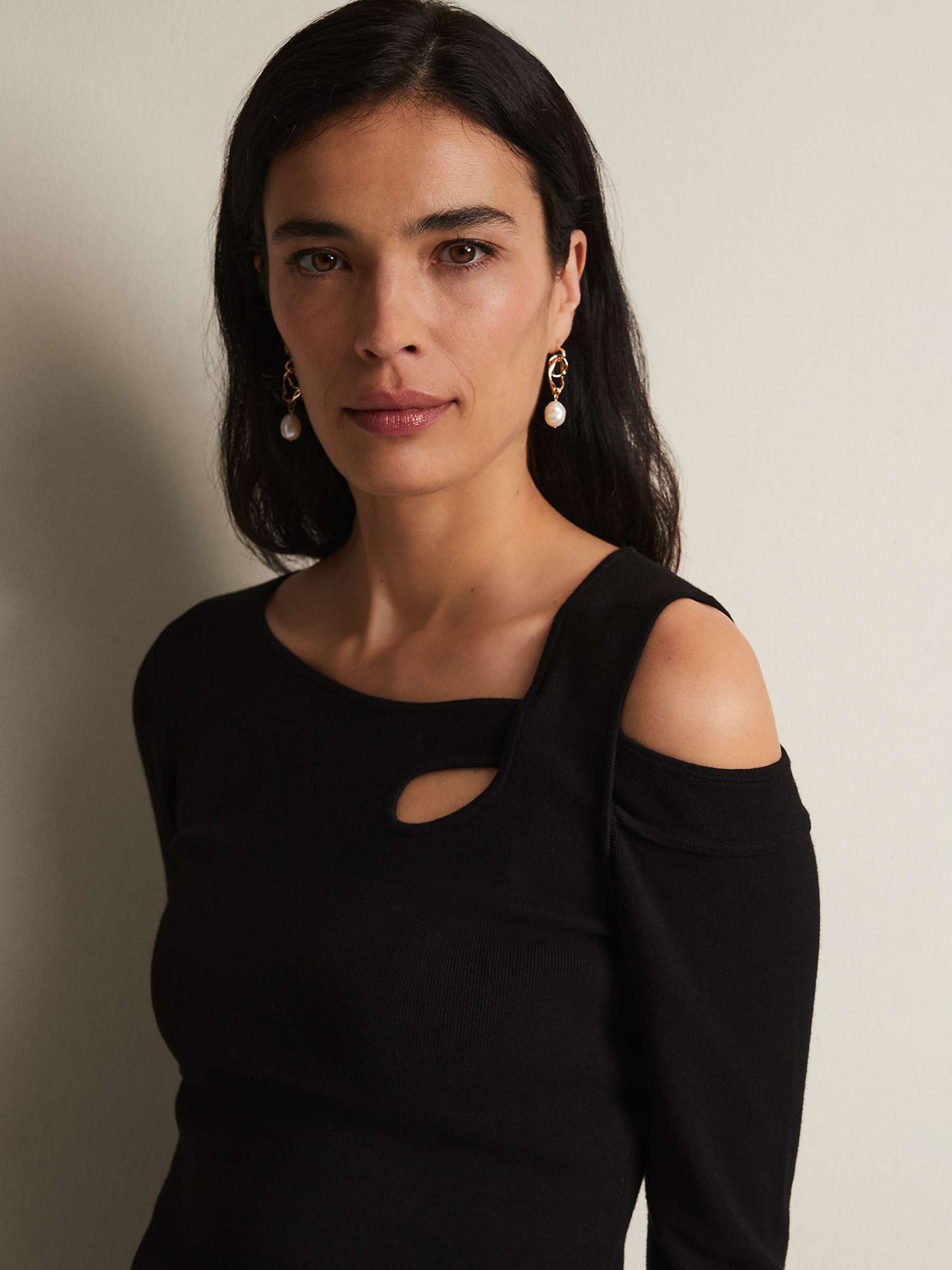 Buy Phase Eight Wren Black Cut Out Knitted Top, Black Online at johnlewis.com