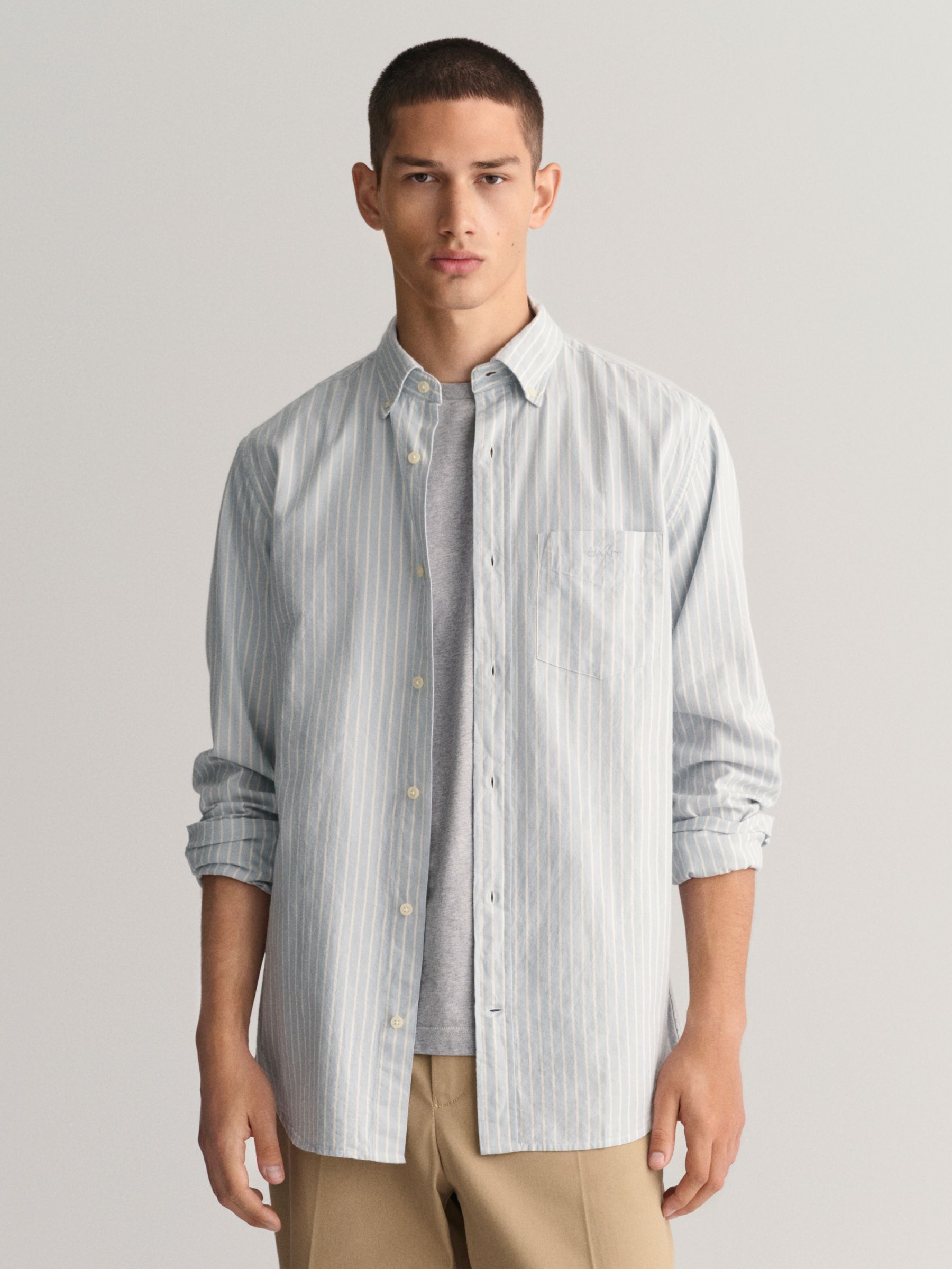 GANT Regular Oxford Stripe Shirt, Stormy Sea, L