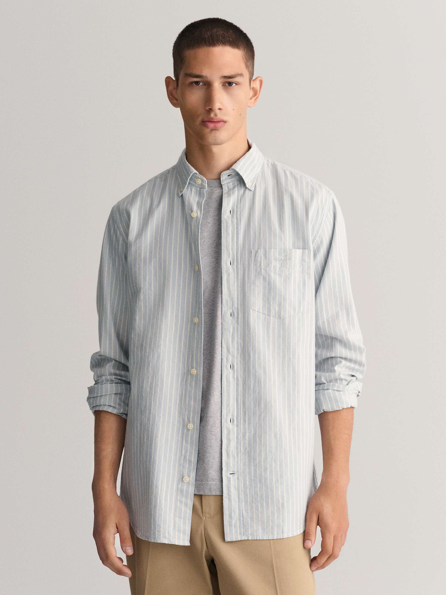 Buy GANT Regular Oxford Stripe Shirt, Stormy Sea Online at johnlewis.com