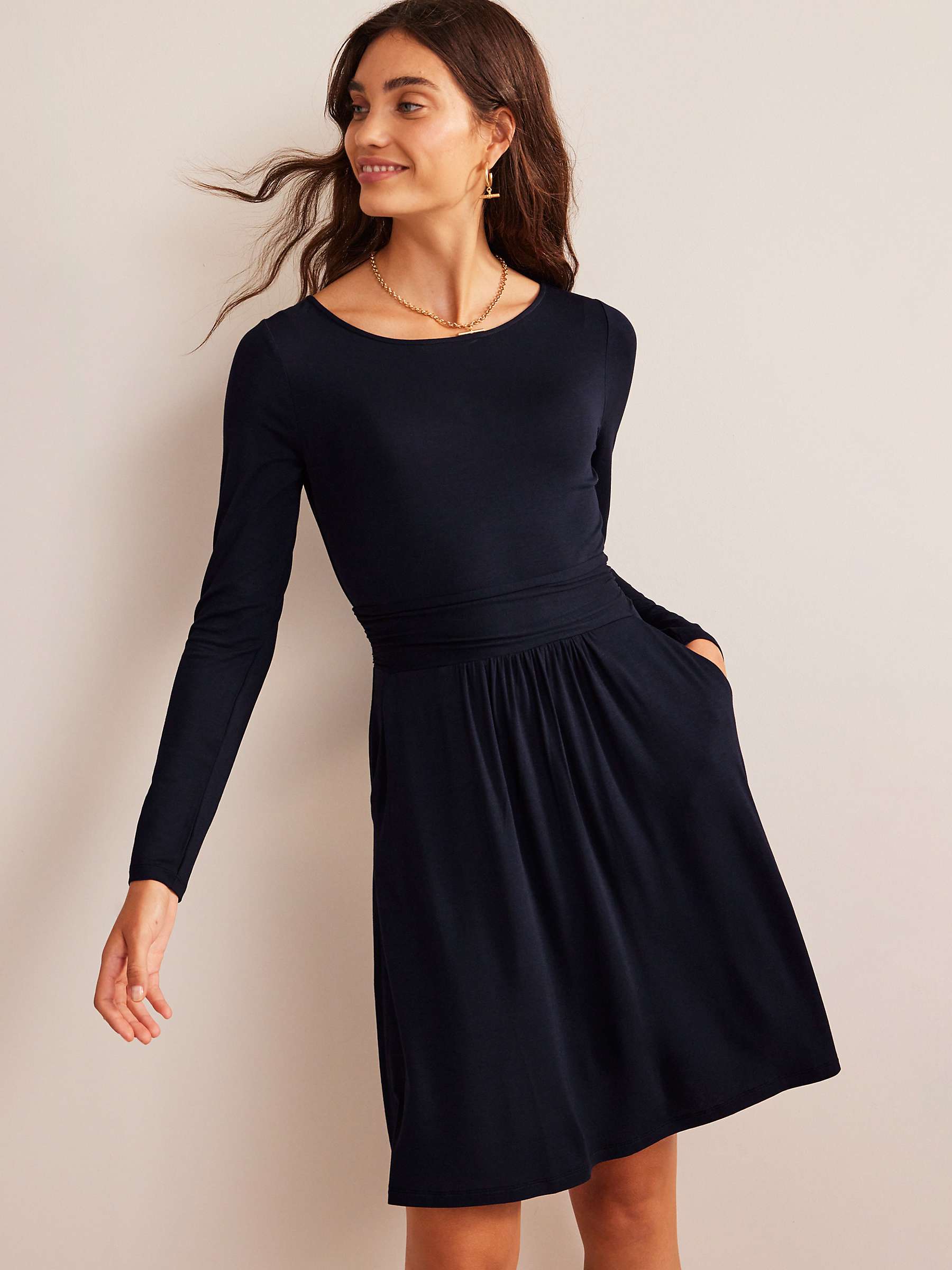 Buy Boden Abigail Ecovero Jersey Dress, Navy Online at johnlewis.com
