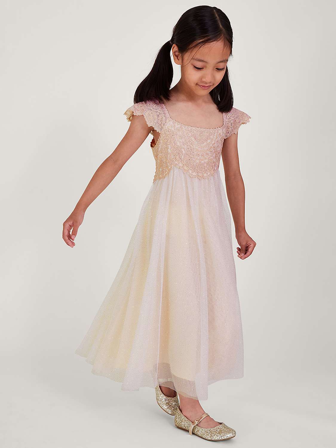 Buy Monsoon Kids' Estella Floral Embroidered Party Dress, Pink Online at johnlewis.com