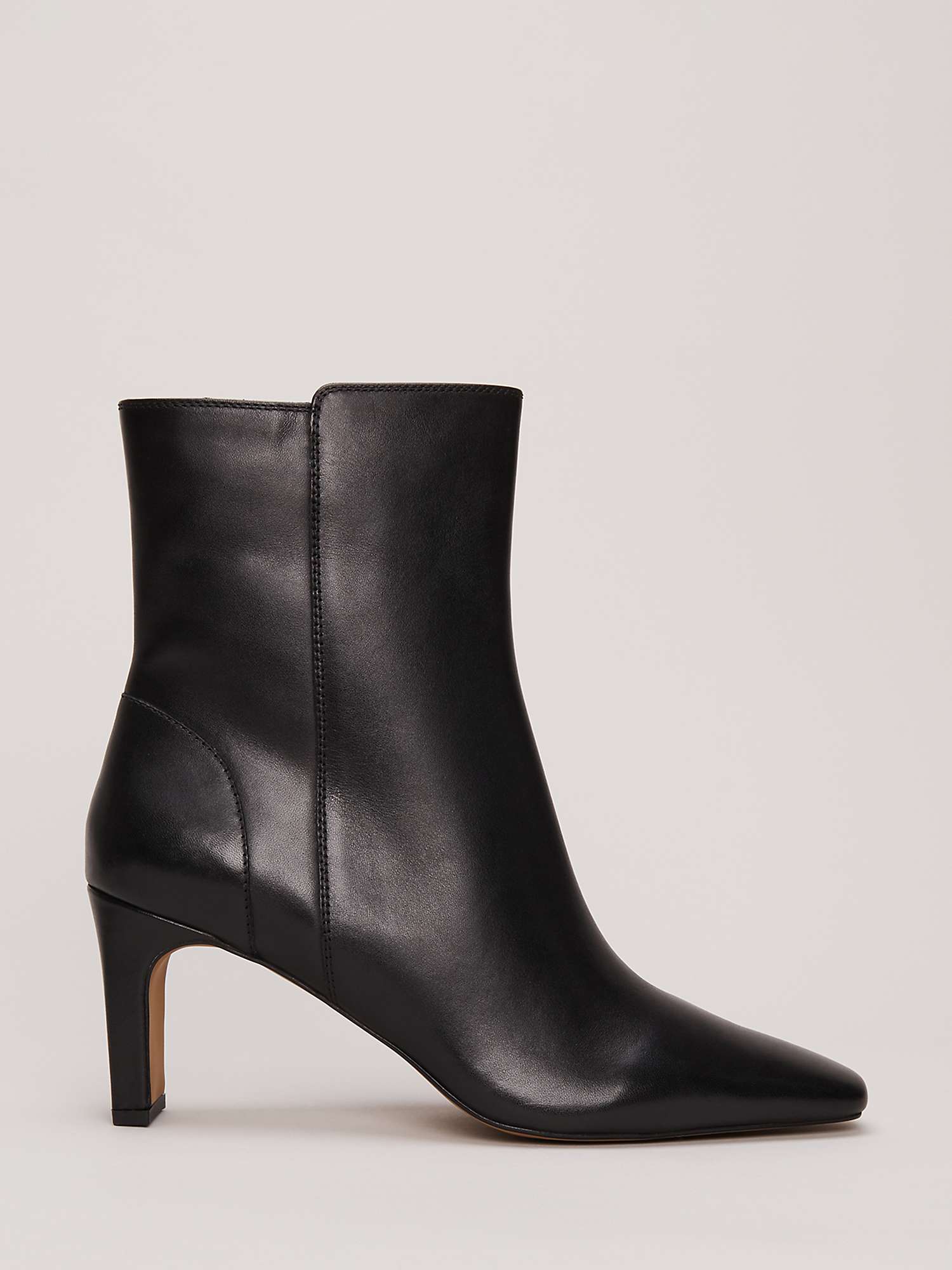 Phase Eight Slim Block Heel Leather Ankle Boots, Black at John Lewis ...