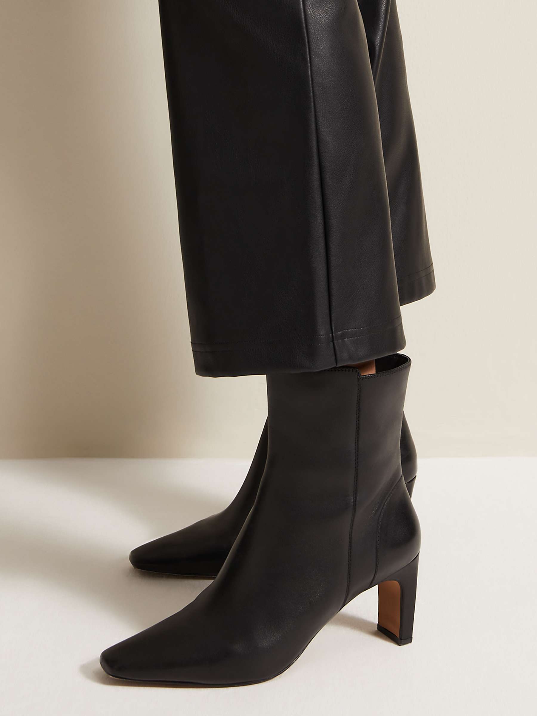 Buy Phase Eight Slim Block Heel Leather Ankle Boots, Black Online at johnlewis.com