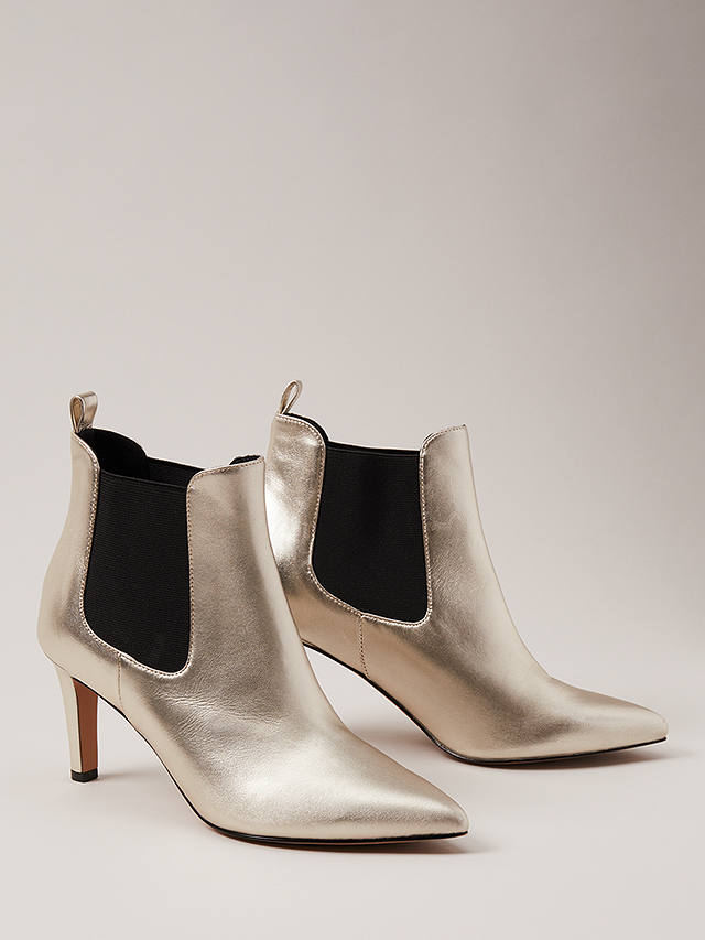 Phase Eight Metallic Leather Ankle Boots, Gold