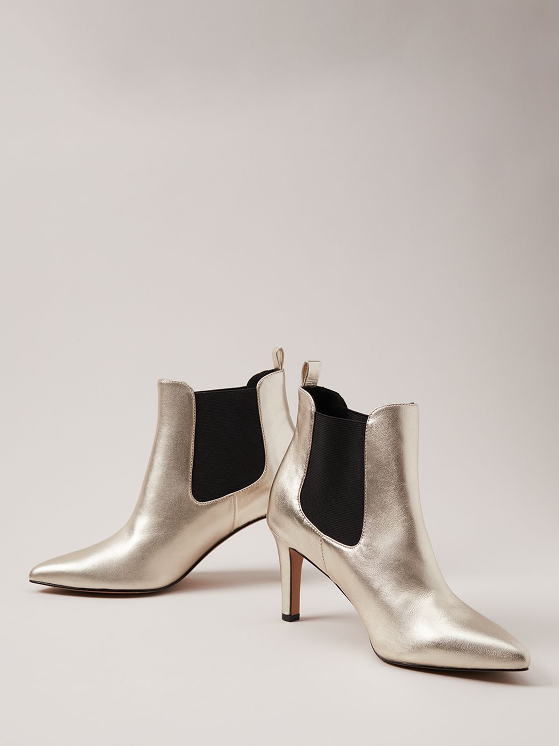 Phase Eight Metallic Leather Ankle Boots, Gold at John Lewis & Partners