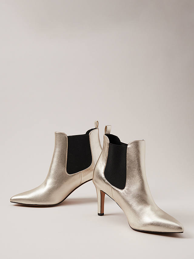 Phase Eight Metallic Leather Ankle Boots, Gold