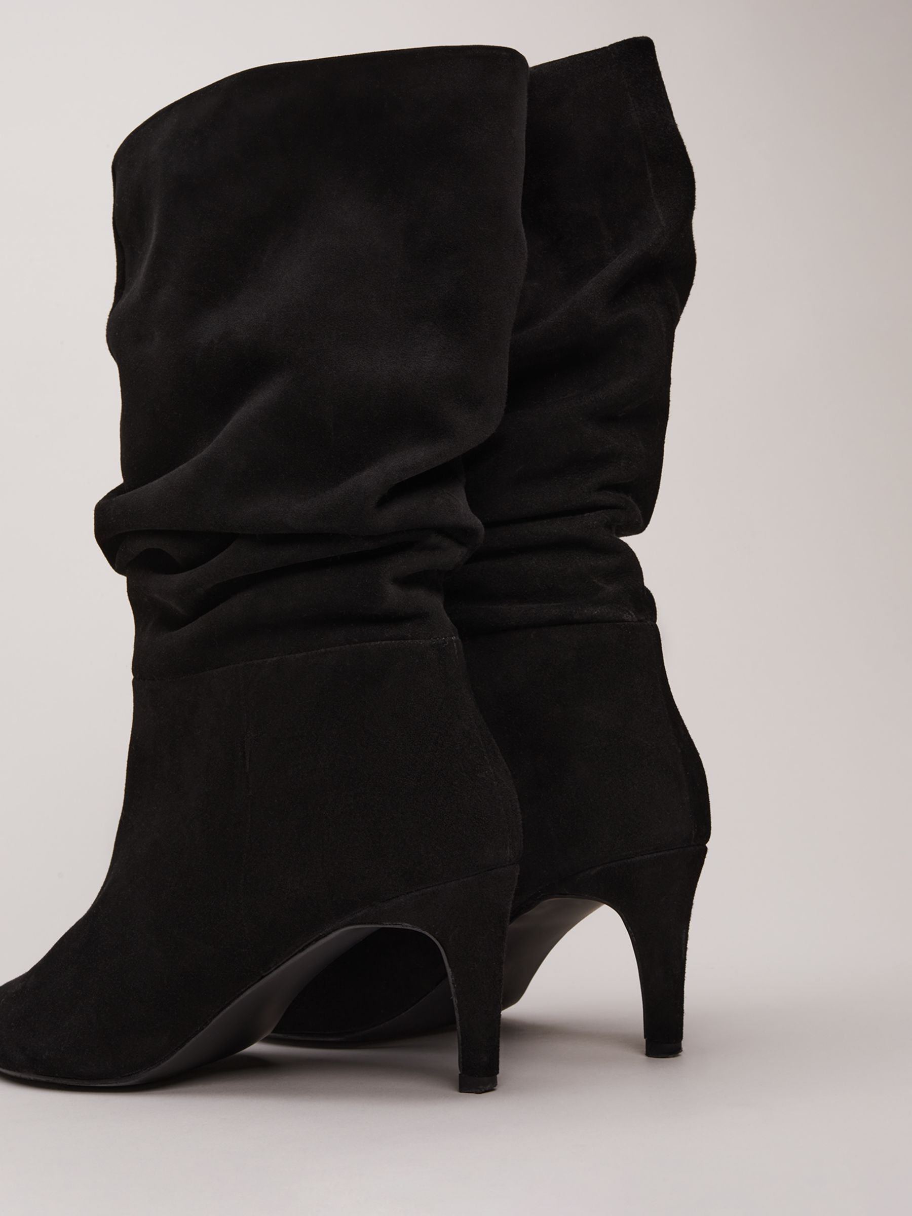 Buy Phase Eight Suede Ruched Boots, Black Online at johnlewis.com