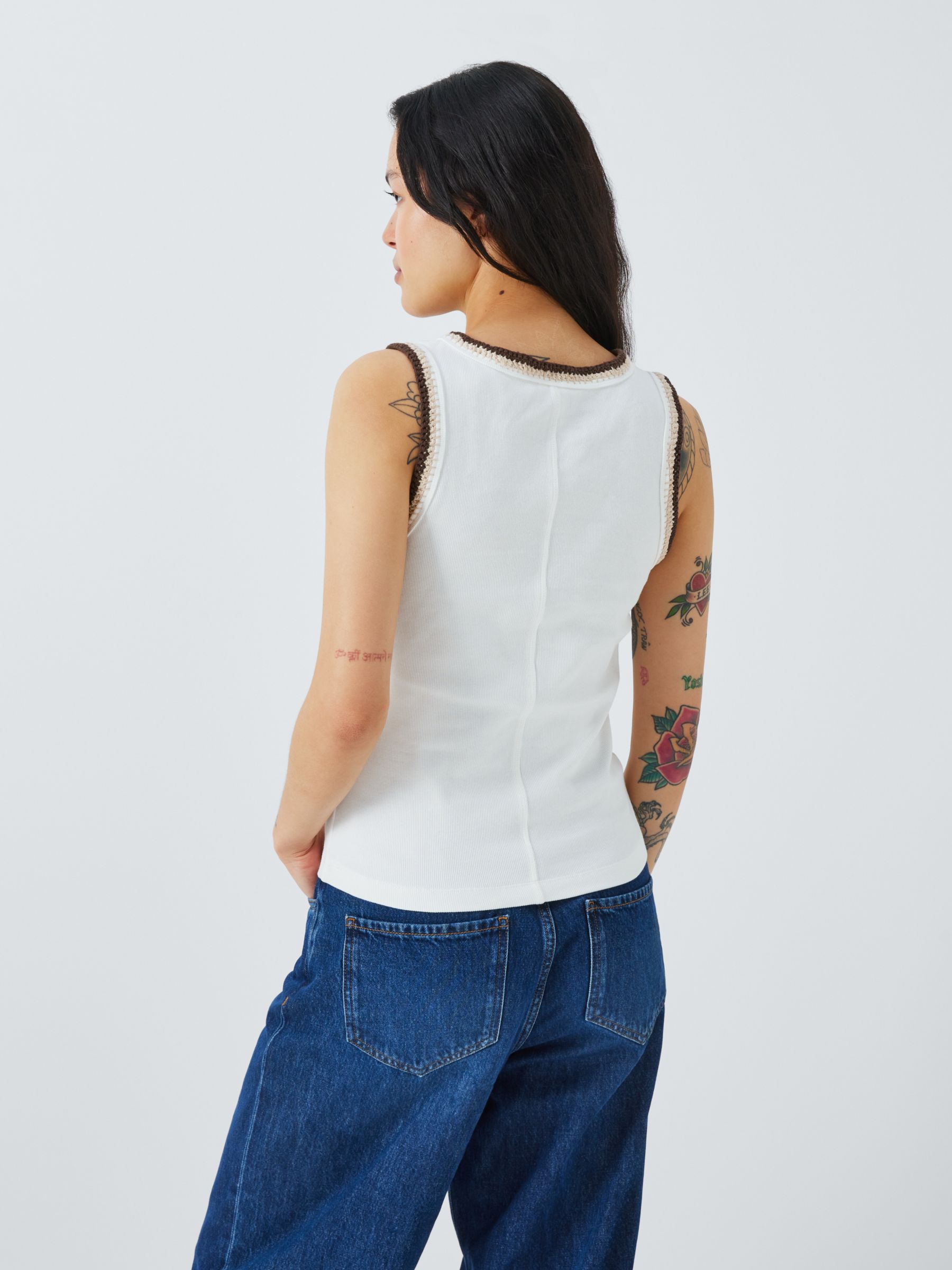 AND/OR Dari Embroidered Vest Top, White, 6