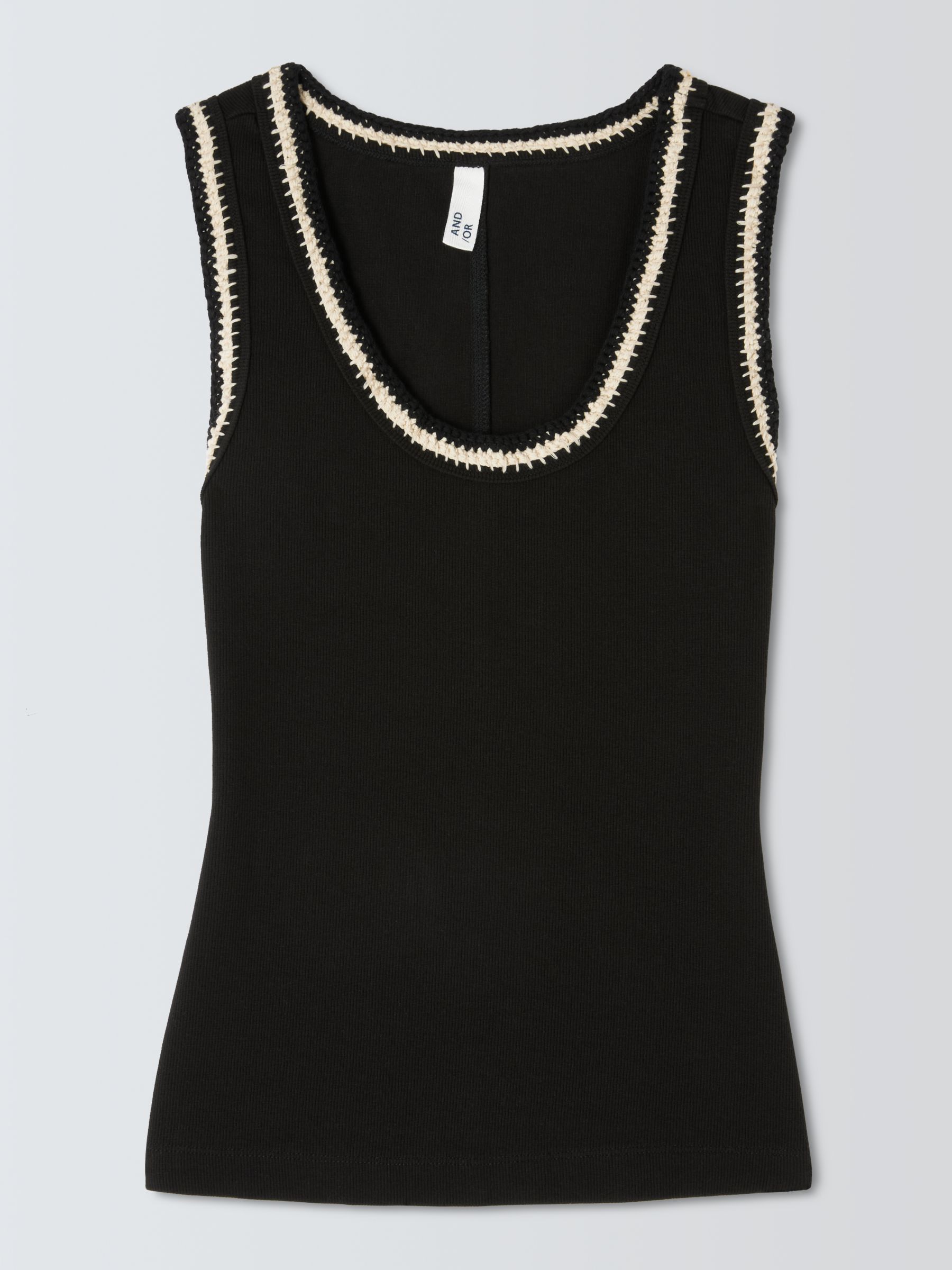 AND/OR Dari Embroidered Vest Top, Black, 6